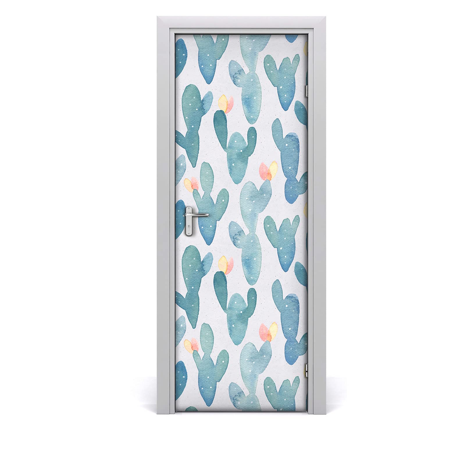 Autocollant de porte 77x200cm Coloray papier peint fleurs de cacti