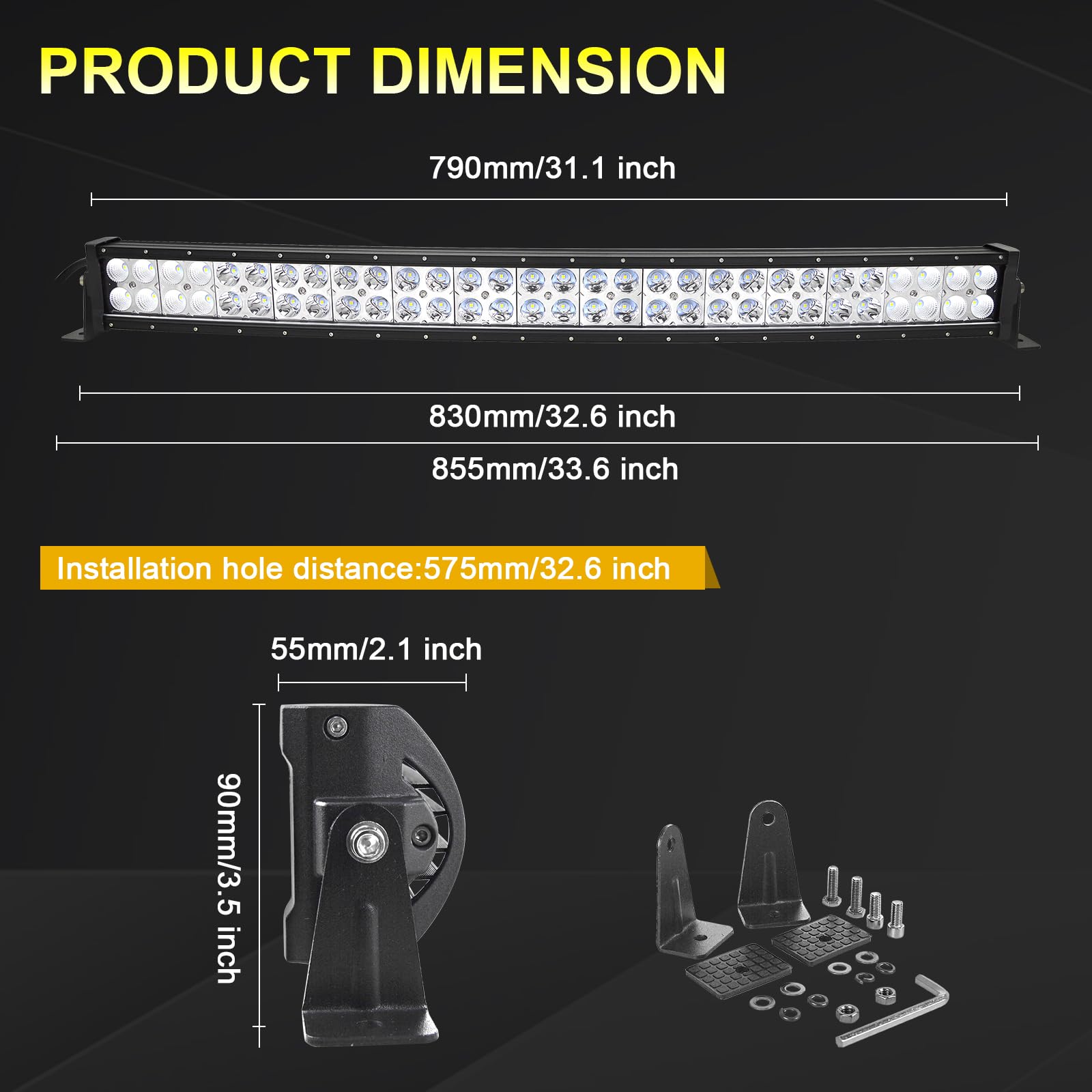 Led Light Bars 4x4 SKYWORLD Curved LED Light Bar 52 Inch 67500LM Triple ...