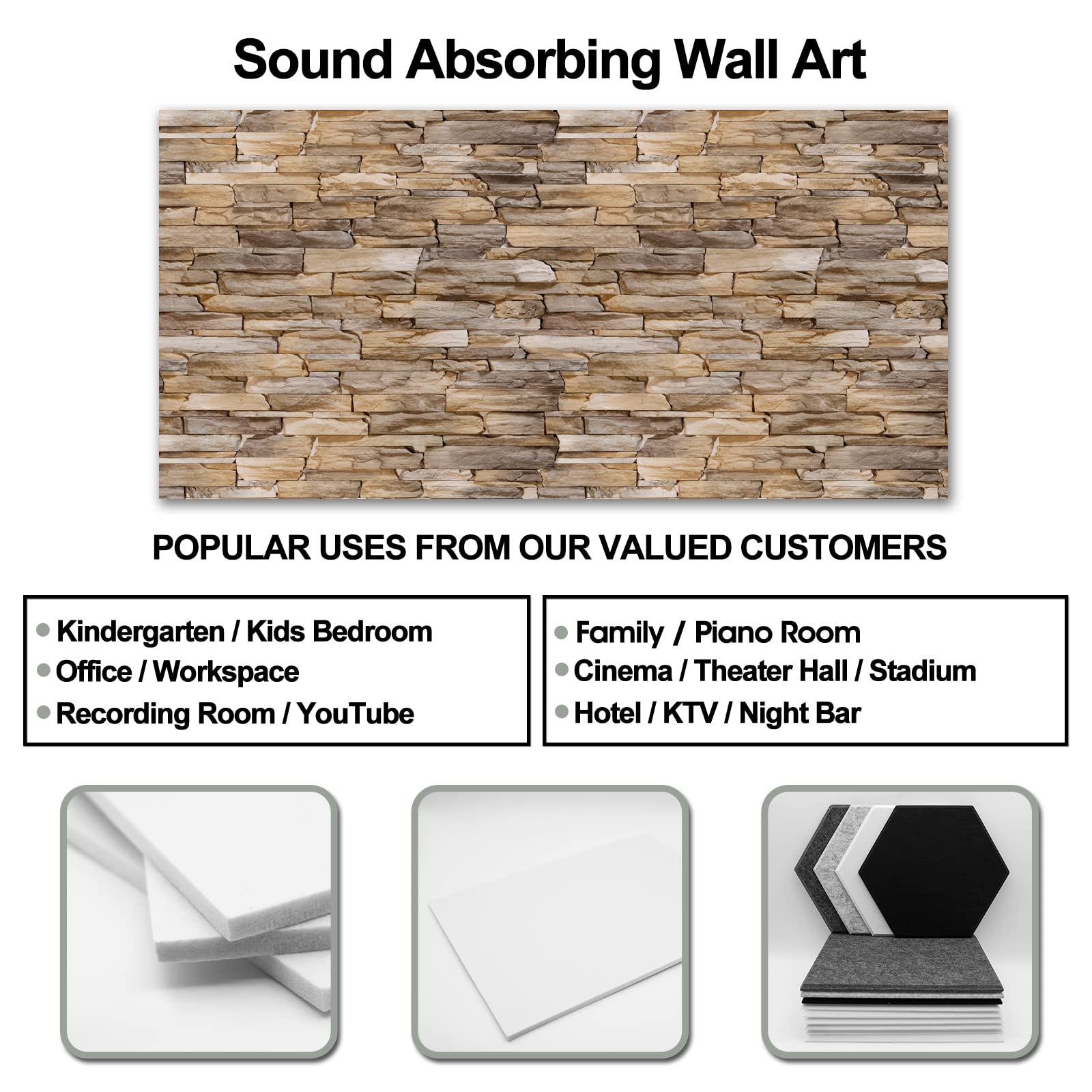 AIONCDER Art Acoustic Panels Sound Absorbing Panels, 24“x16”inch/piece