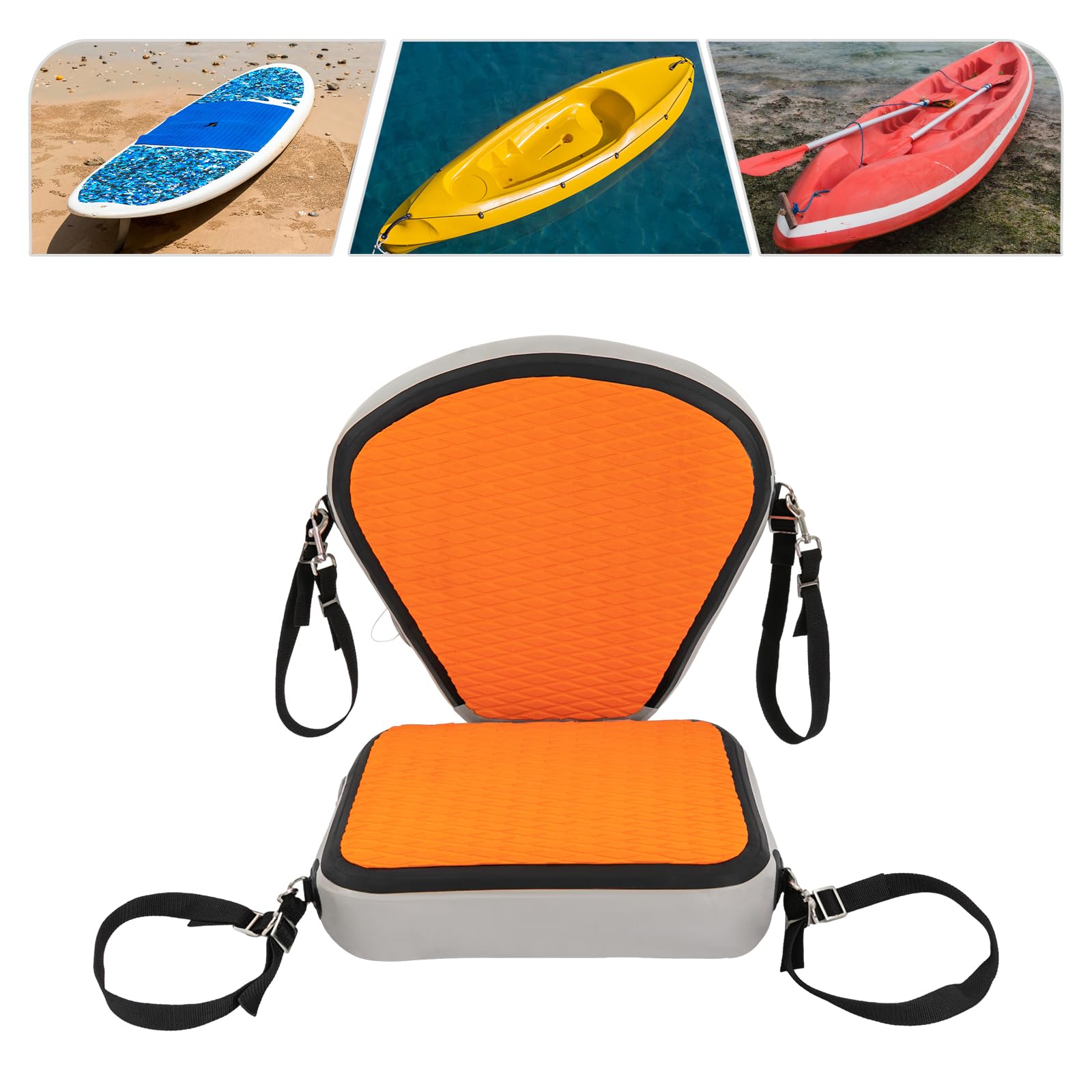 GDNTMU Kayak Seats, Thicken Seat Cushion for Kayak, Padded Kayak Seat EVA PVC Comfort and Durability (Orange)