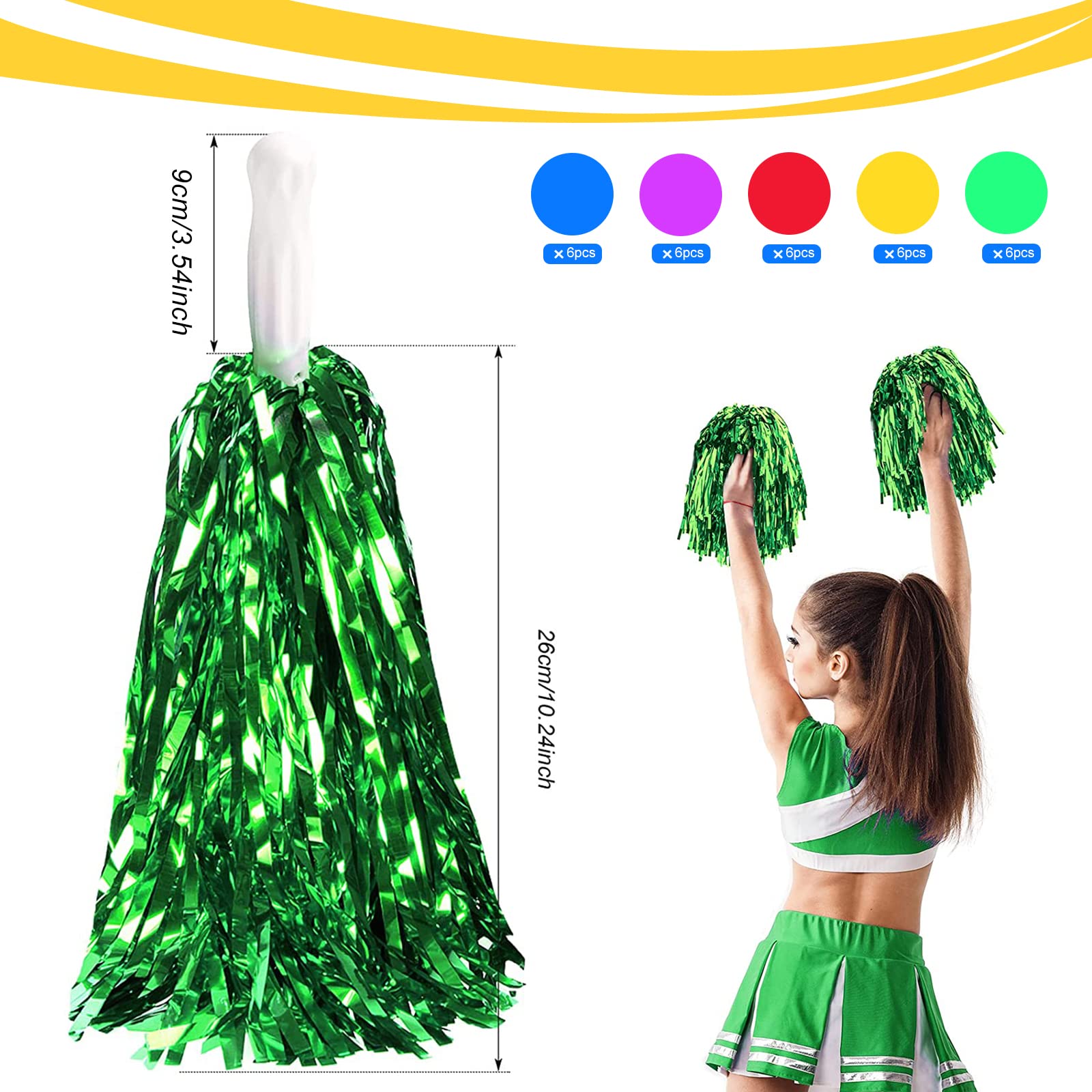 GZjiyu 30 Piezas Pompones Animadora, Pompones de Porristas, Flores De Animadoras para Animadora Y PompóN para Eventos Deportivos Fiestas EspectáCulos En Escenario Fiestas Festivas — view 3
