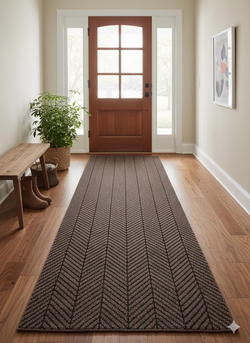 Vivid Anti Slip Door Mat, Floor Mat for Living Room with Anti Slip Backing, Anti Skid Door Mats for Home, Kitchen, Entrance, Hospital, Bathroom Mat [Size 2x12 feet, Color Brown]-image-44