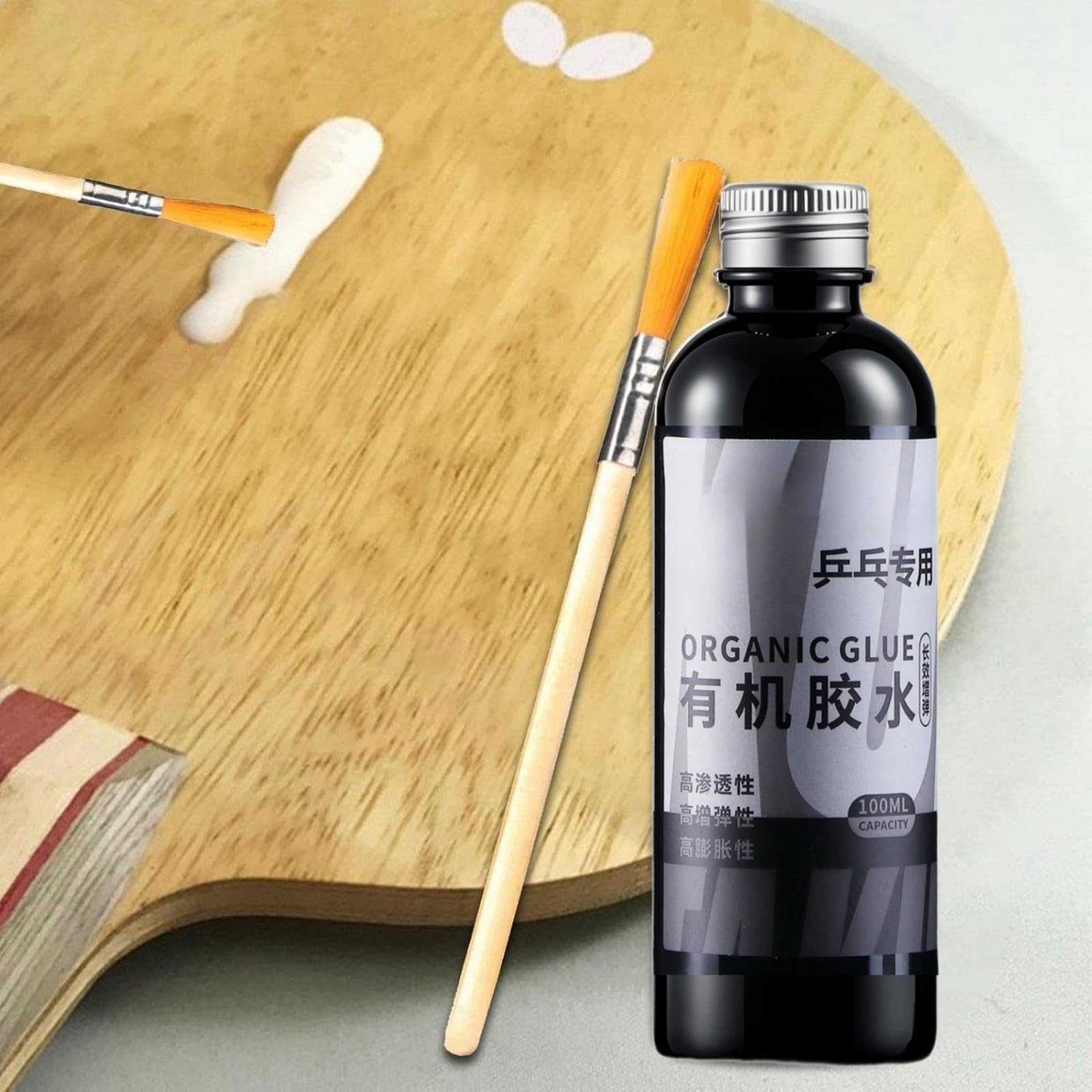 100 ml Colla per ping pong, perfetta per assemblare racchette da ping pong, include 4 spugne per sostituire facilmente la gomma