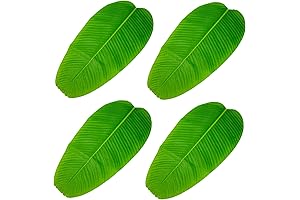 4pcs Banana Leaf Artificial Plants Outdoor Hanging Silk Flower Banana Trees for Garden