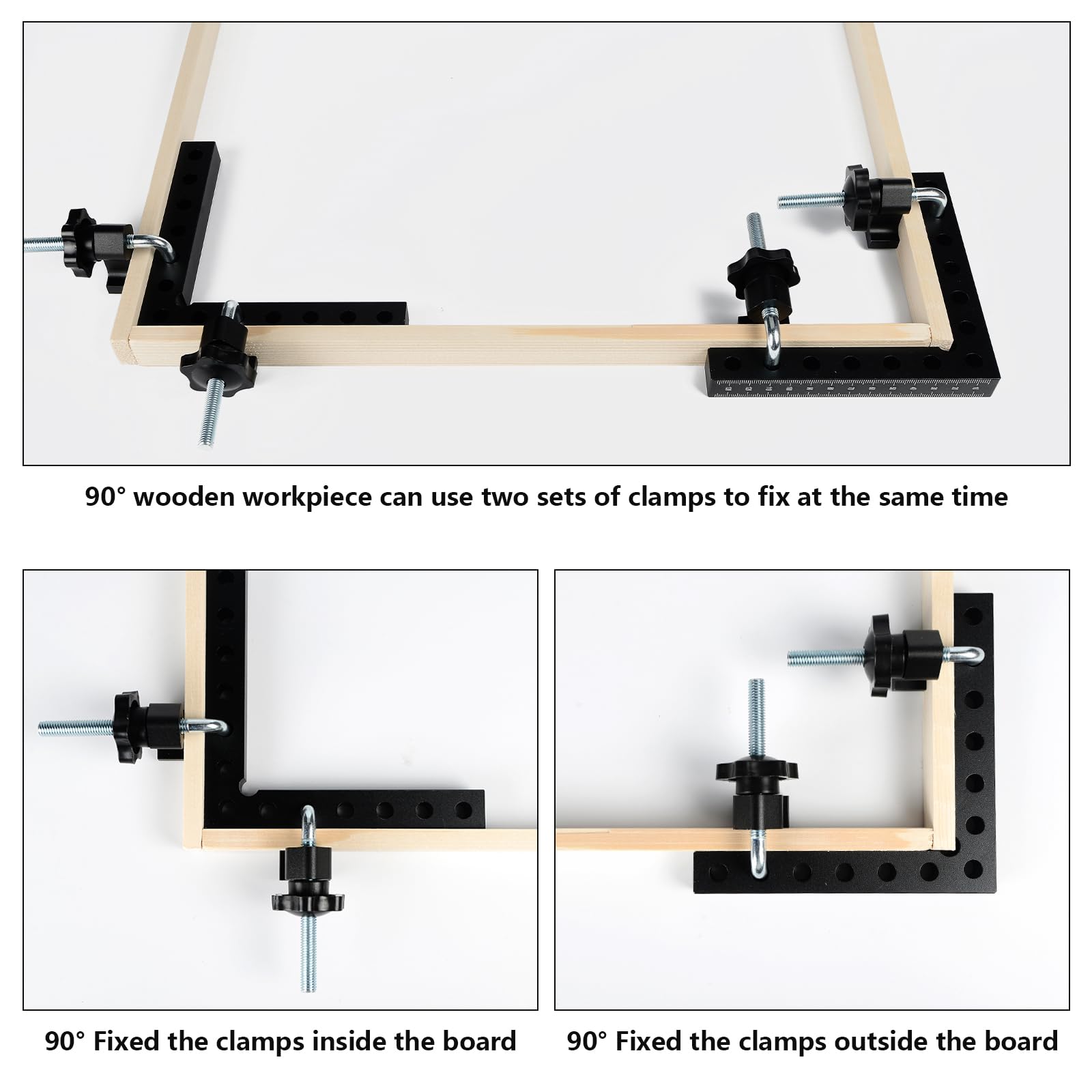 DEEFIINE 90 graden positioneringsvierkanten haakse klemmen 5,5X5,5, aluminiumlegering houtbewerking timmerman L type hoekklemgereedschap voor fotolijsten, dozen, kasten of laden (4