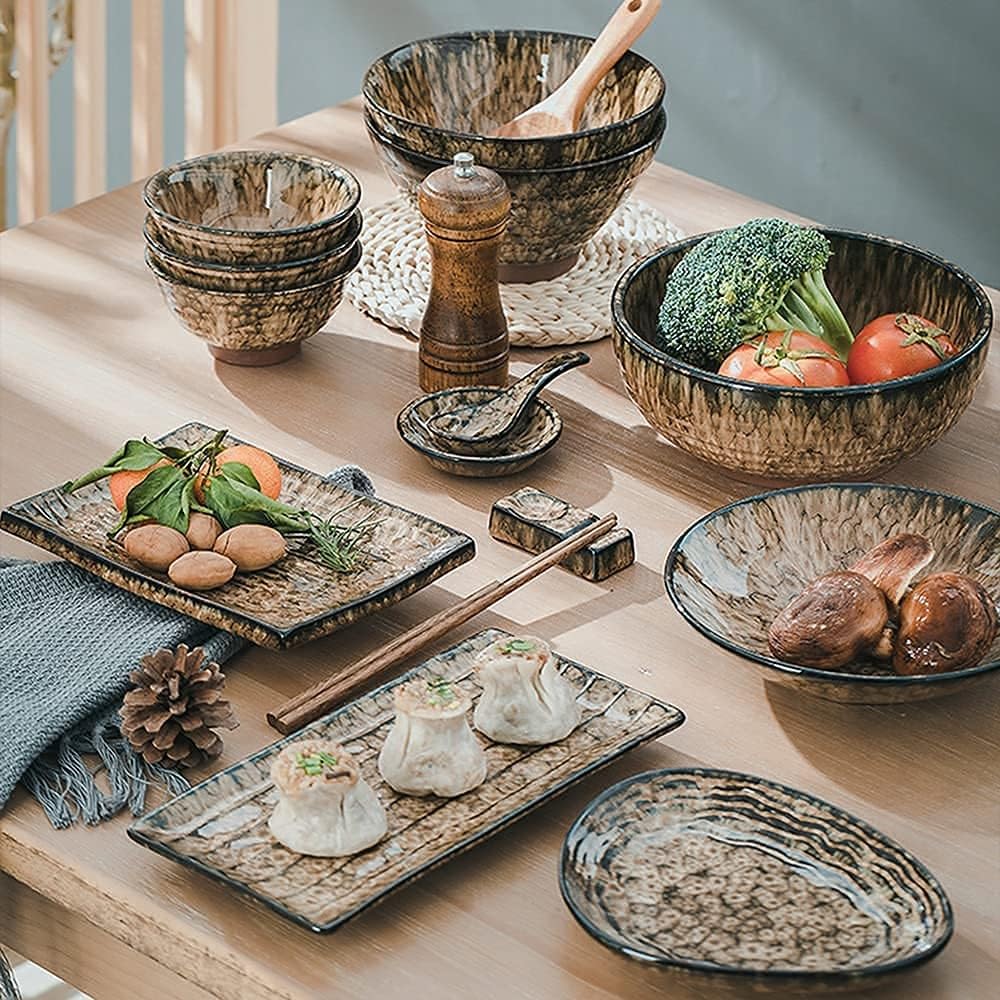 Amazon.com | Ceramic Leopard Glaze Dinnerware Sets Japanese