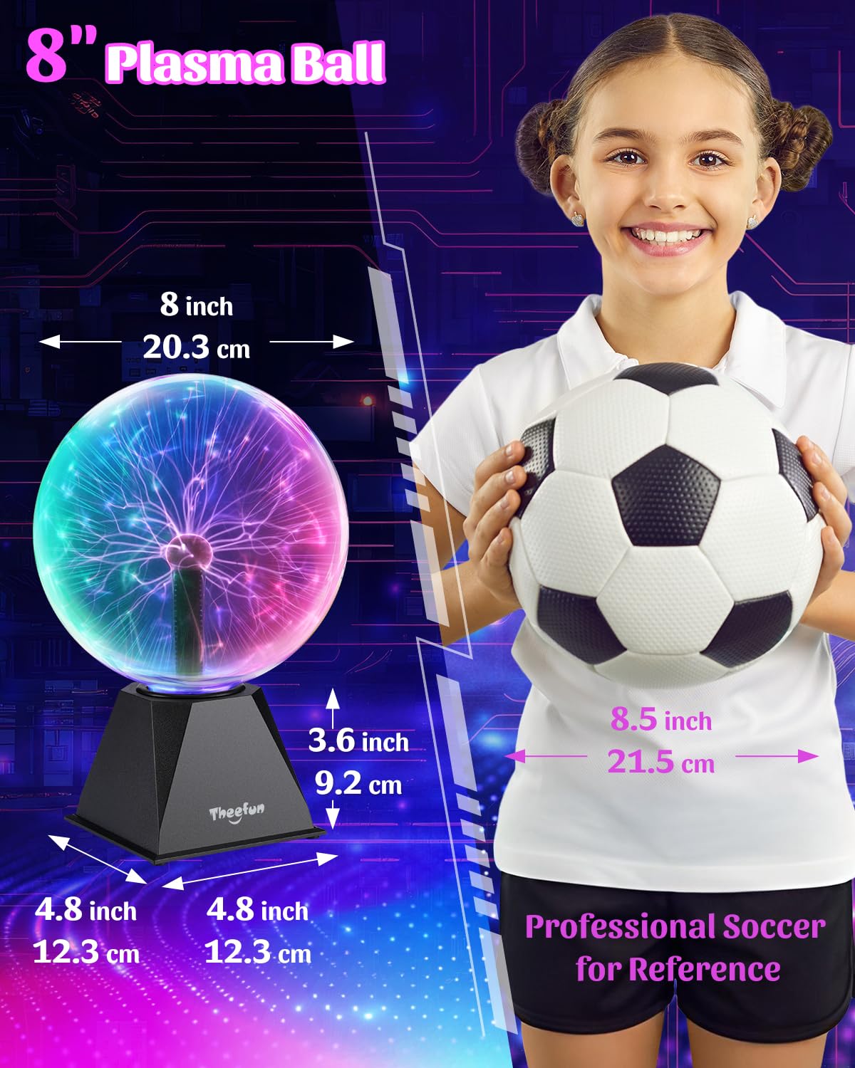 Sfera Al Plasma 3-8 Pollici – Touch & Sound Control, USB/Batterie, Decorazione Luce Per Feste E STEM - 2