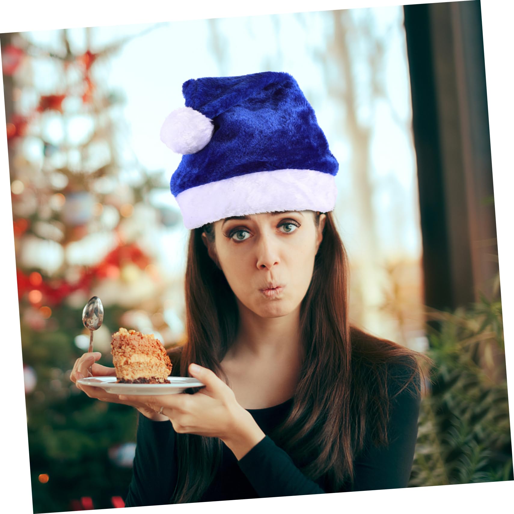 TOPBATHY 5 Piezas Gorro de Papá Noel de felpa sombrero de navidad sombreros negros para hombres gorros navideños christmas hat para hombres Gorro de Papá Noel de Navidad felpa corta