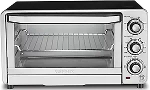 Cuisinart Custom Classic Toaster Oven Broiler, 1800 Watt Countertop Toaster Oven to Bake, Broil, and Toast, Non-Stick Interior, Consistent Toast Control, Brushed Stainless Steel/Black, TOB-40N