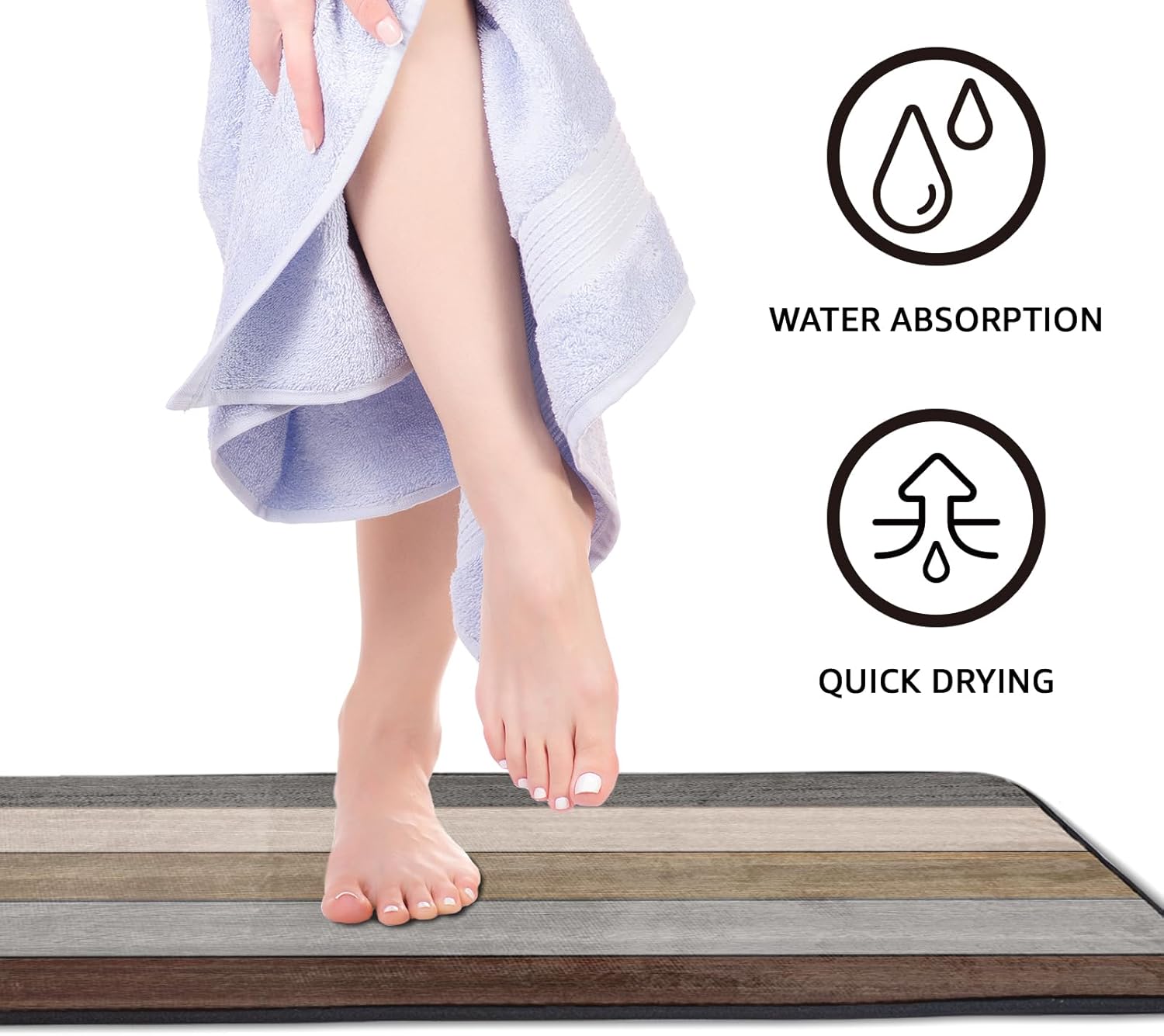 Wooden Board Print Kitchen Mat for Floor Rustic Brown Planks Farmhouse Cushioned Anti Fatigue Washable Memory Foam Rug Mats Carpet Decorations for Bathroom Laundry Room