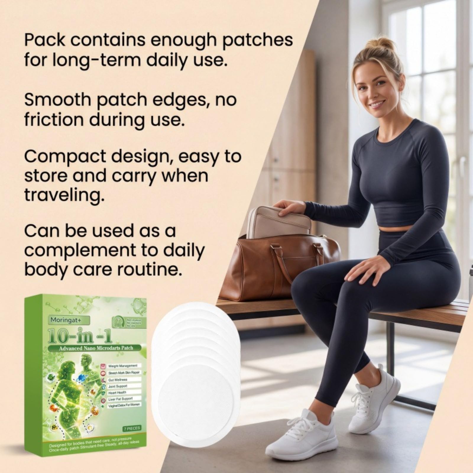 Moringa Patch dimagranti 10 in 1, Patch Nano Microneedle dimagrante con berina e nad+, ingredienti naturali, rassodante pelle, facile da applicare, ideale per uomini e donne