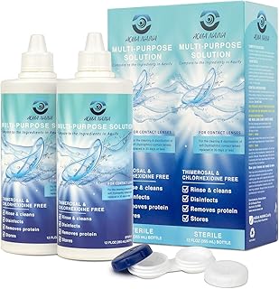 Aqua Naina (2 Pack) 12 Fl Oz | Contact Lens Solution | Cleaning and Disinfecting Multi-Purpose Solution | Convenient Every...
