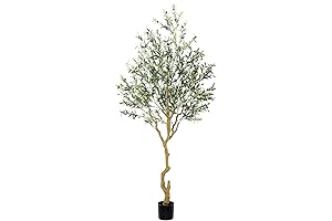 Tall Faux 8-Foot Olive Tree: Lifelike Greenery for Indoor and Outdoor Decor