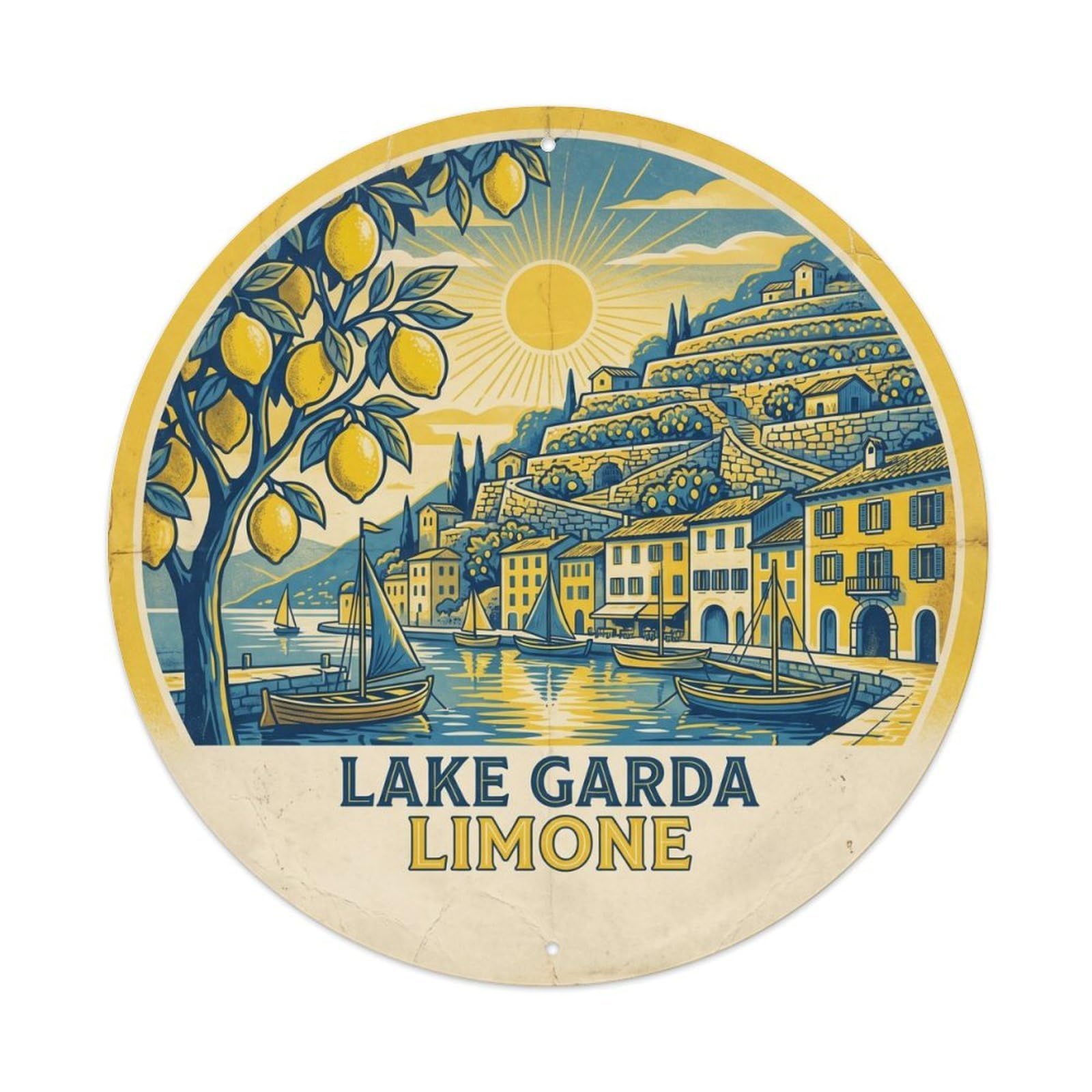 Olhnbad Style Limone Orchard Culture Lake Garda Travel Scenic Metal Tin Sign