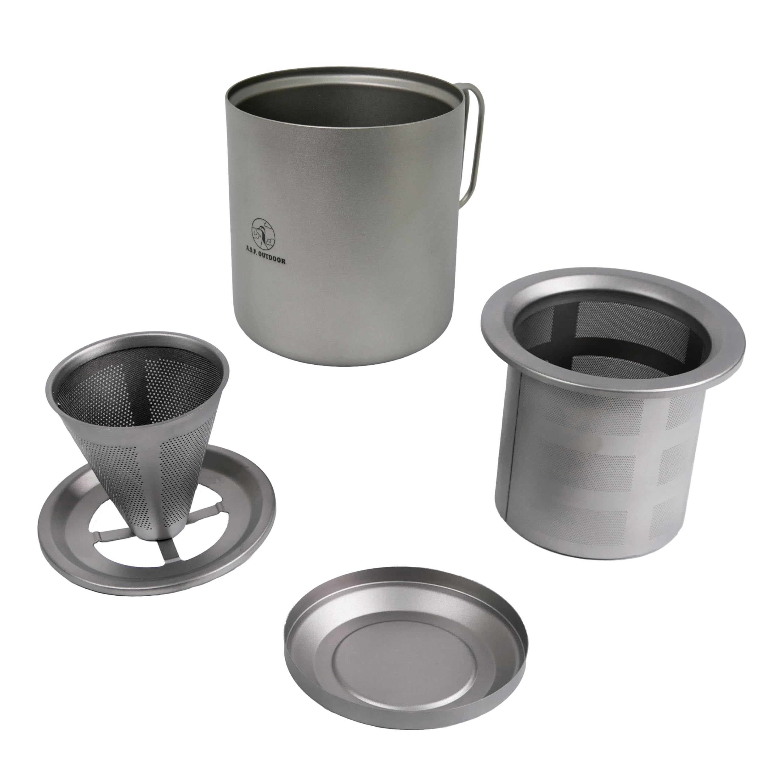Amazon.co.jp: A.S.F. OUTDOOR チタン製 二層式マグセット 茶琲 -CHAHI