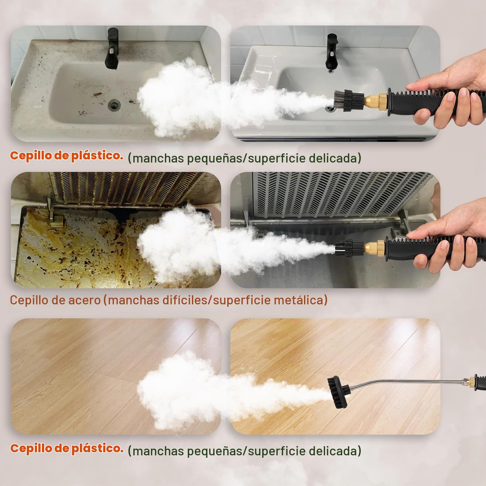 Moongiantgo Limpiador a Vapor Portátil 2500W, Vaporeta de Mano 3.5 BAR con 1.5L Tanque de Agua, 6 Velocidades Ajustable, Maquina de Vapor Limpieza Hogar para Cocina, Baño, Azulejos, Coches (Blanco)