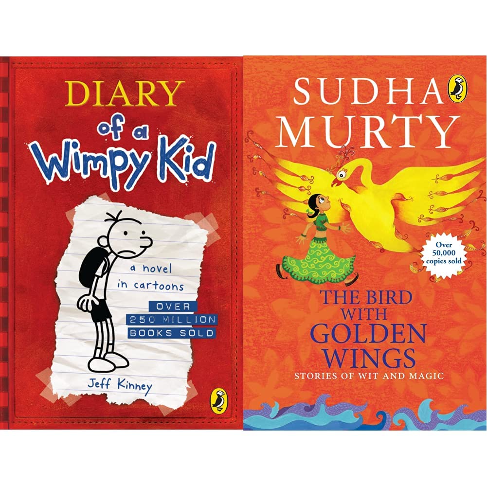 Diary Of A Wimpy Kid (Book 1) & The Bird with Golden Wings: Stories of Wit and Magic