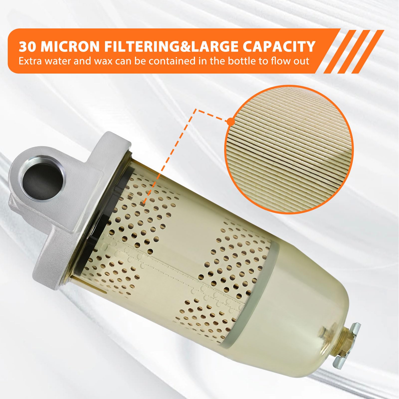 Filtro de tanque de combustible 495 con tapa superior NPT de 3/4 pulgadas para gasolina y agua diésel separado, 30 micras, máximo 25 Gpm, 150 psi, para ensamblaje de mezclas de biodiesel con