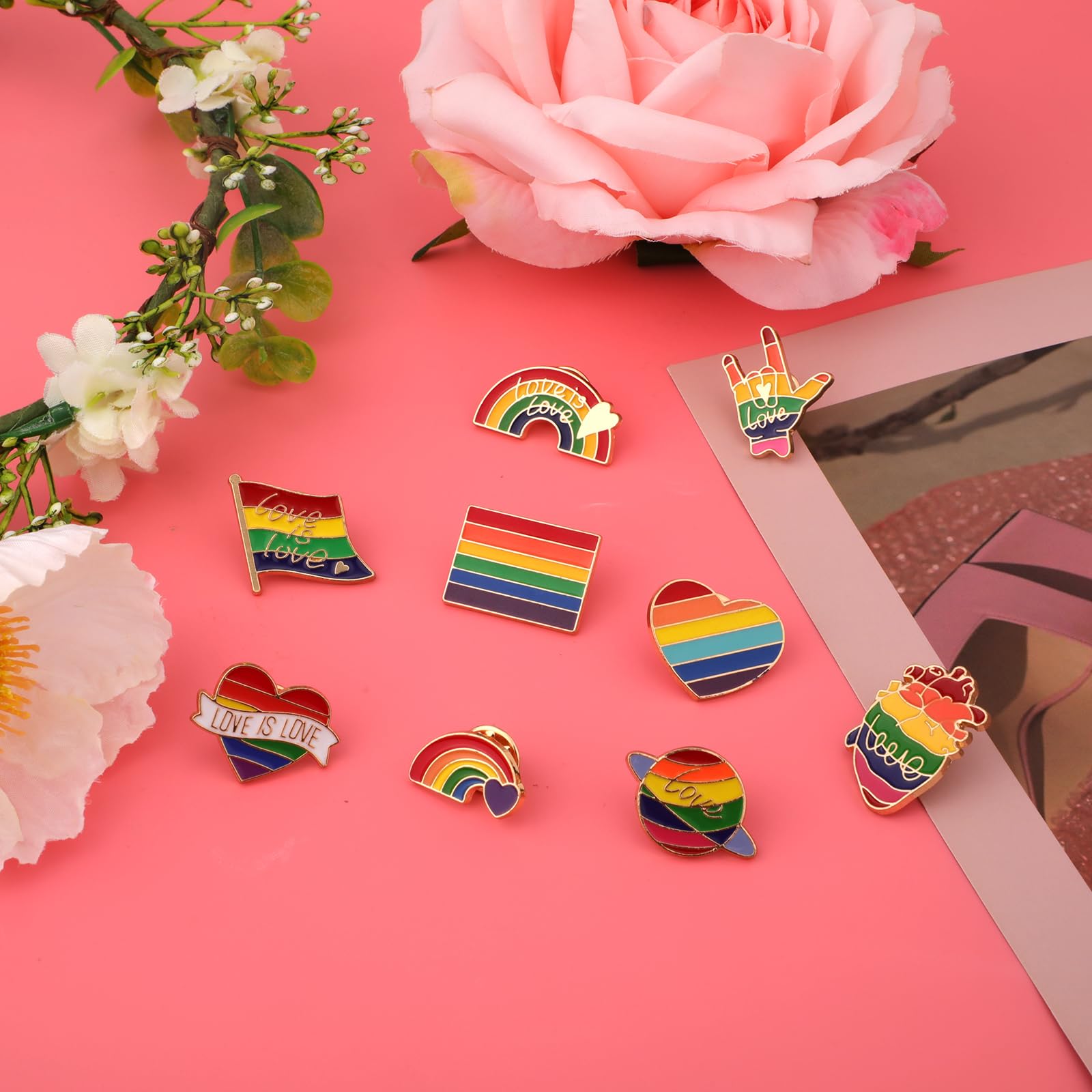 9 Sztuk Przypinka z Duma, Teczowa Duma Flaga Odznaka Gej LGBT Emalia Przypinki Duma Ally Pin Biseksualna Broszka dla Mezczyzn Kobiety Transplciowe Torby na Ubrania Kapelusze