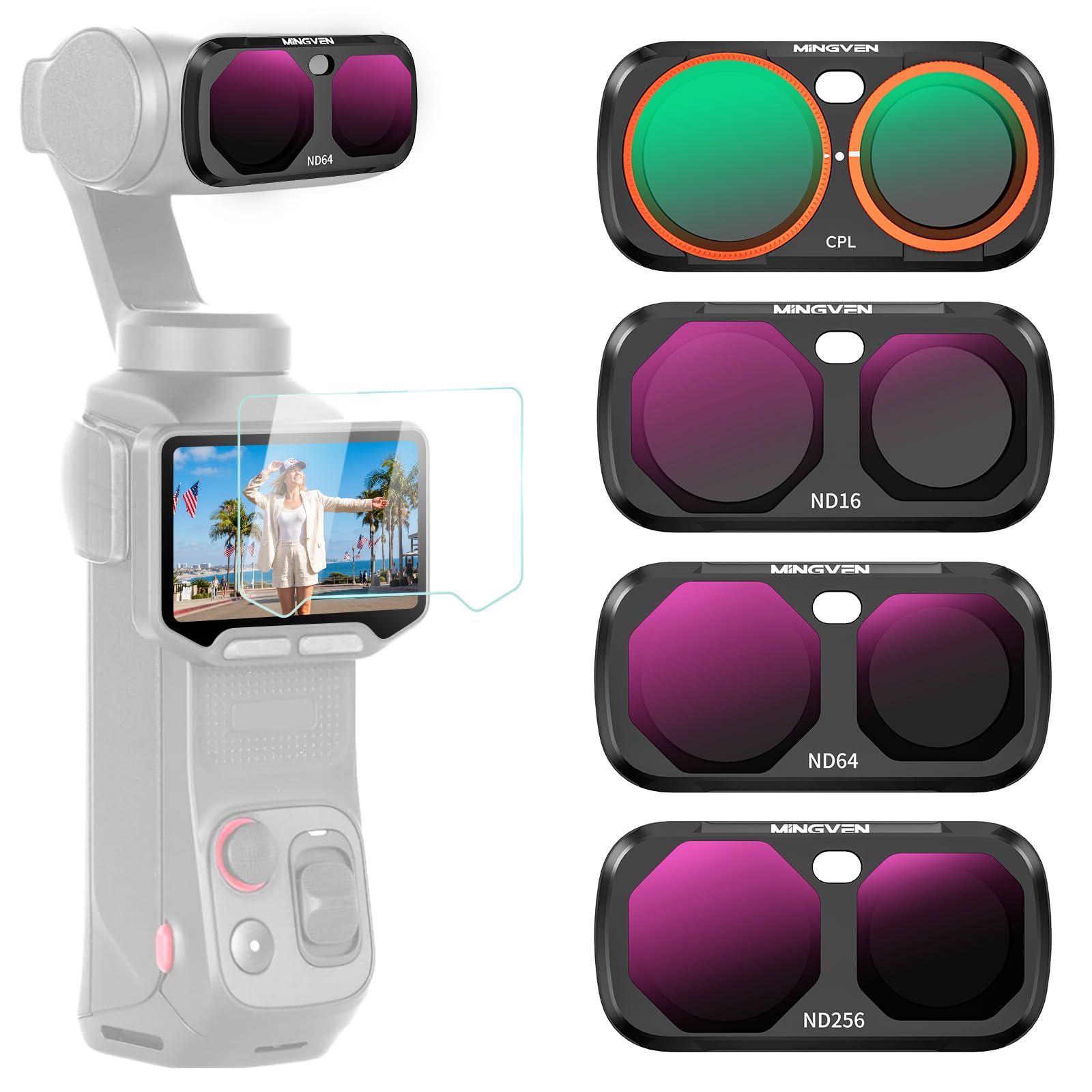 Luna Ultra ND Filter, Magnetisches Filterset, Kompatibel mit Insta360 Luna Ultra, 4er Pack – CPL, ND16, ND64, ND256 für Reise Vlogs und Videoaufnahmen im Freien