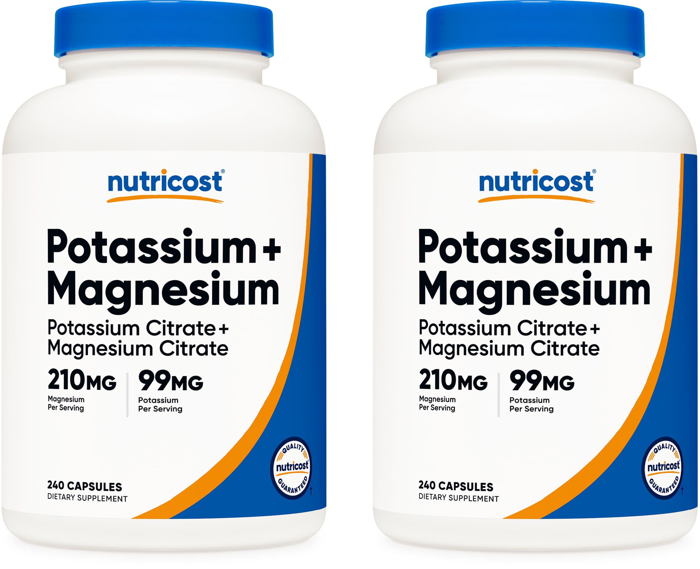 Nutricost Potassium (99 mg) Magnesium (210 mg) Citrates, 240 Capsules - Non-GMO, Gluten Free (Pack of 2) 240 Count (Pack of 2)