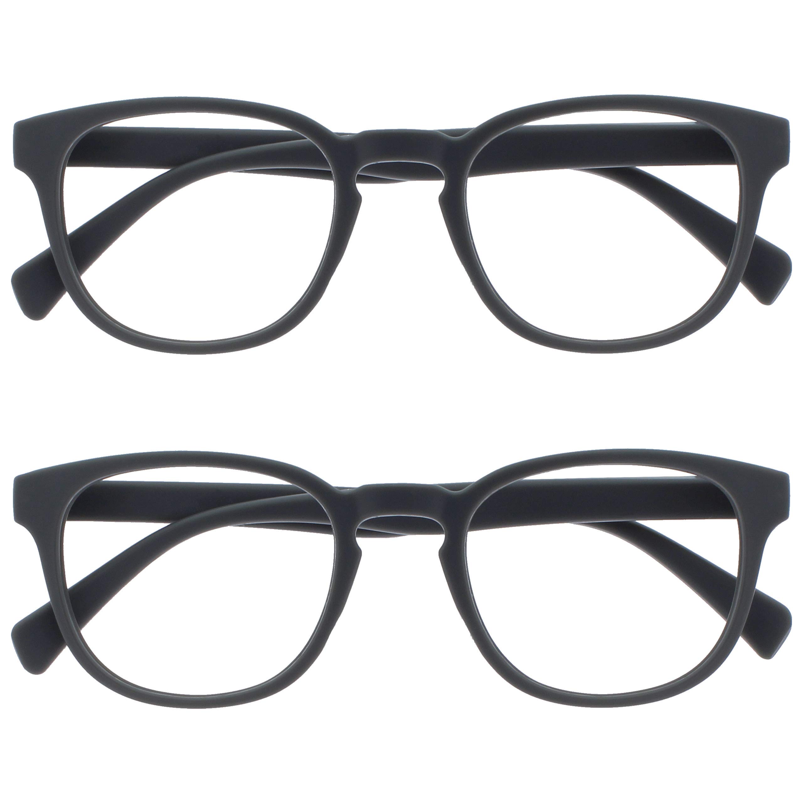 OPULIZE POP Reading Glasses for Women Men,Scratch Resistant Round Matt Frame with Spring Hinges, Grey +1.00 (Pack of 2)