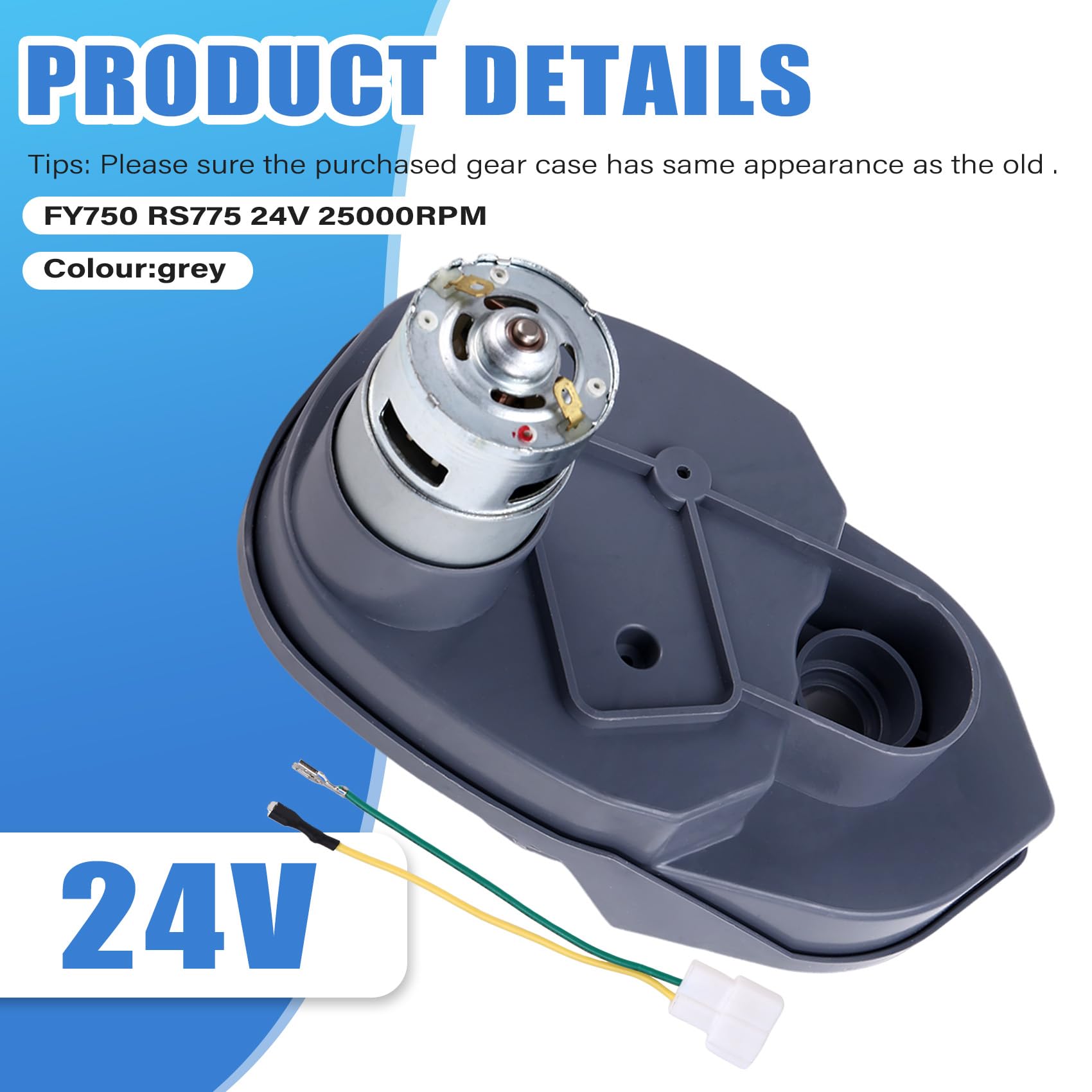 Caja de Engranajes Reductora de Alta Velocidad para Coche Eléctrico para Niños FY-750 RS775 24 V 25000 RPM, Caja de Engranajes Reductora para Coche Eléctrico para Niños