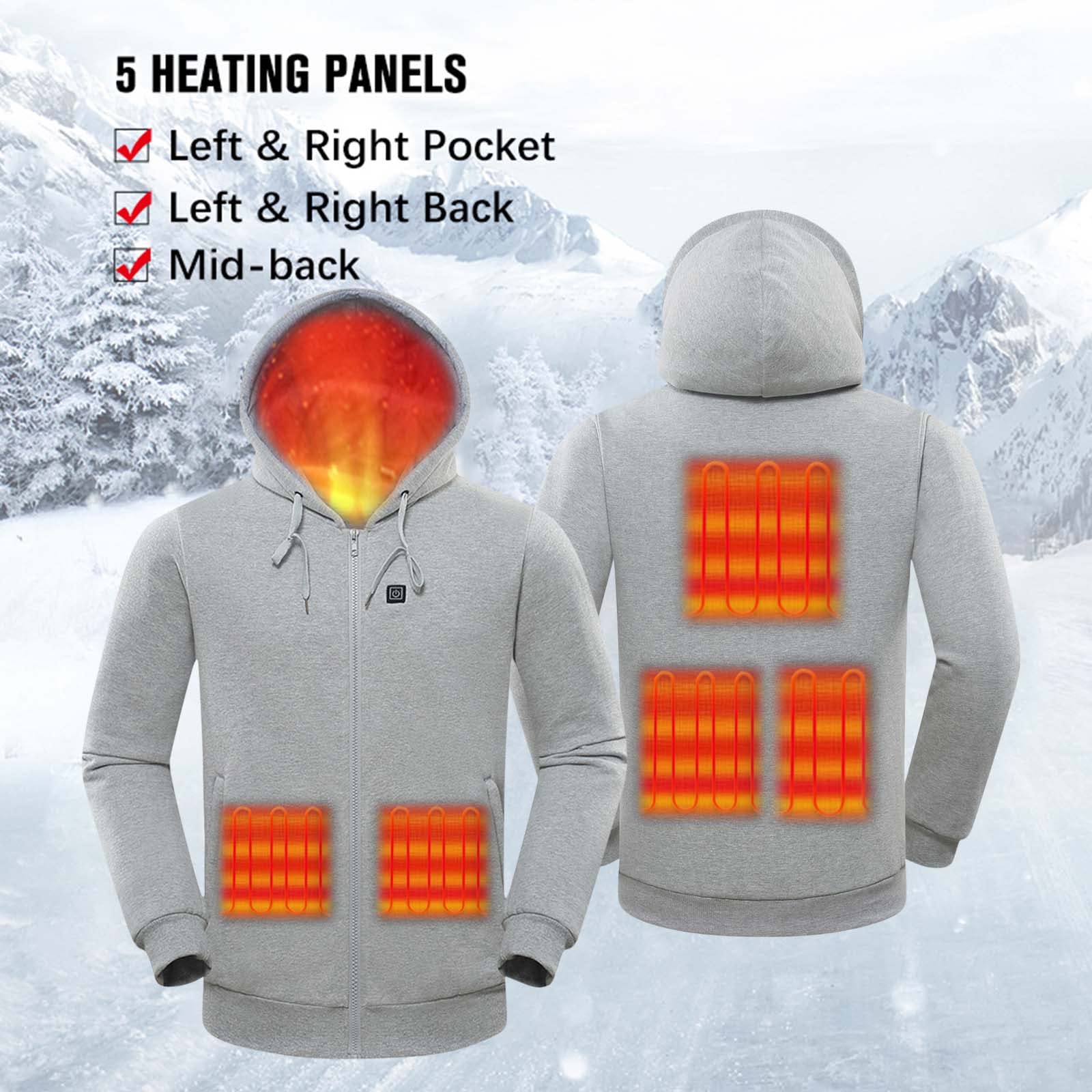 KQIVAM Manteau Chauffante Femmes Hommes,Veste Polaire Chauffante Homme Gilet Vetement Hiver Travail Manteau Chauffant Homme Femme Manche Longue, 5 Zones de Chauffé, 3 Températures