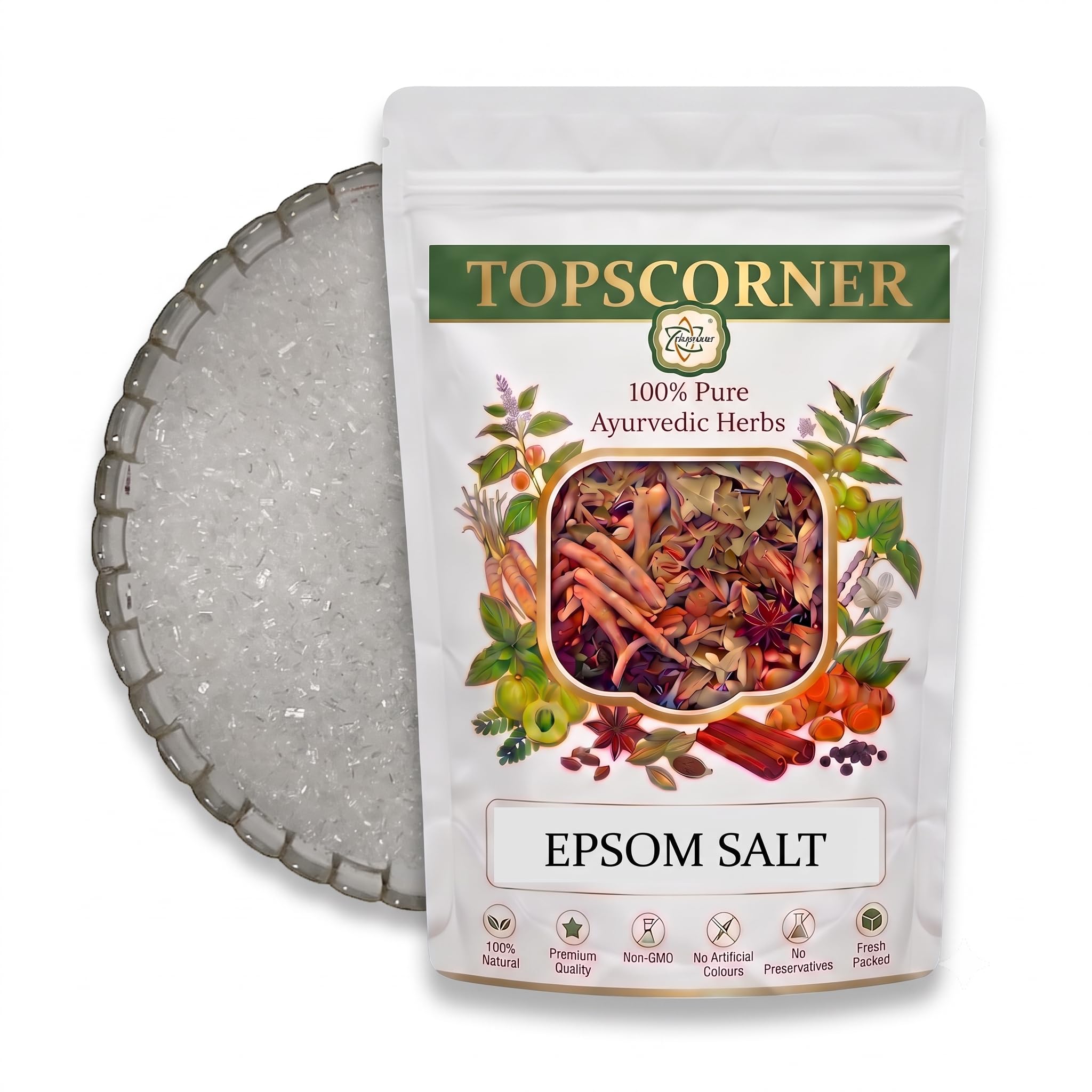 Epsom Salt Crystals, Unscented, for Adults, Bath and Foot Soak, Pain Relief, Natural, 100 Grams, Powder, for All Skin Types-image-15
