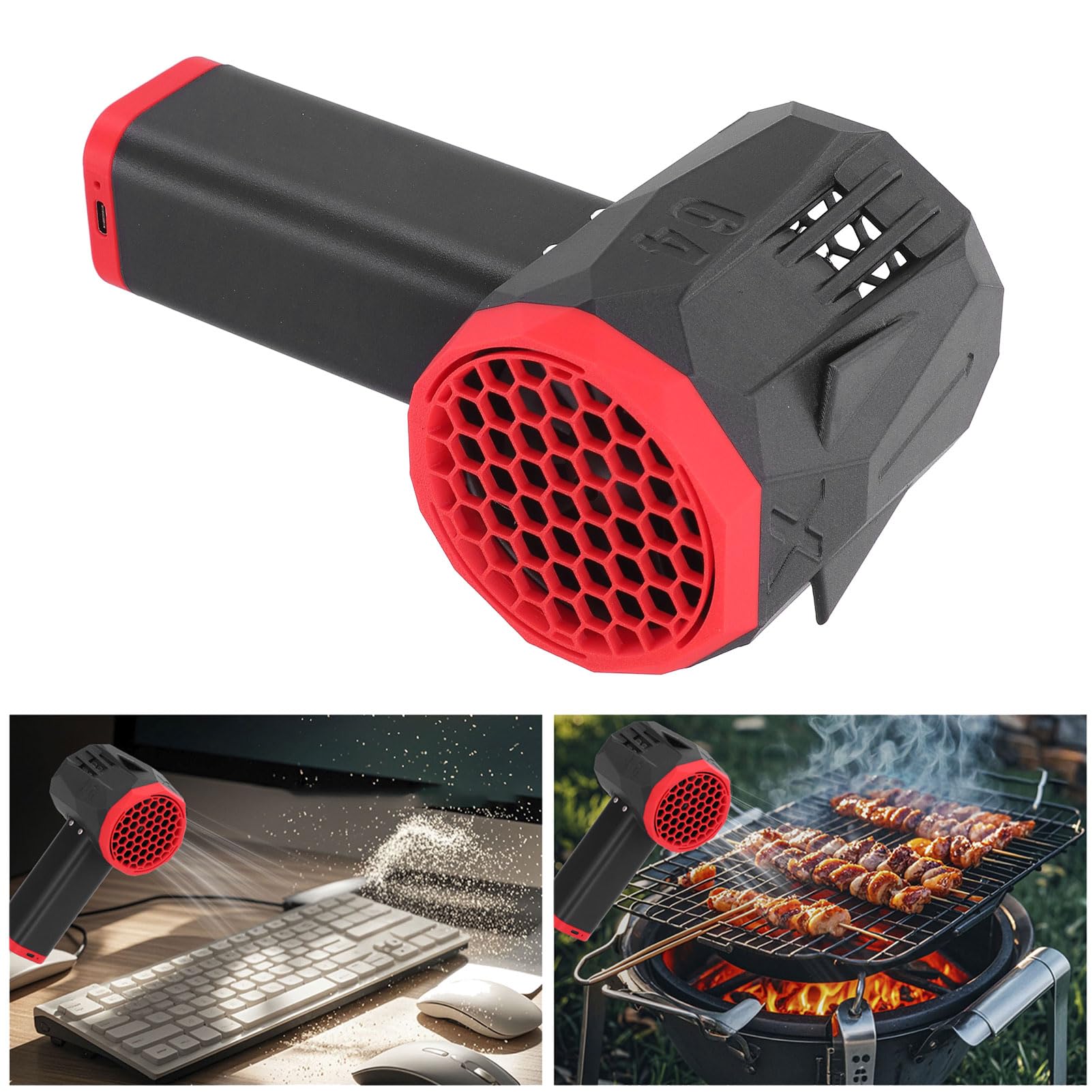 Tbest Soplador Eléctrico Motor sin Escobillas de 64 Mm Empuje de 1400 G 240 Km/Velocidad del Viento Secador de Coche Soplador Eléctrico BlowerComp Diseño Excelente y con Efecto de Diamantes de