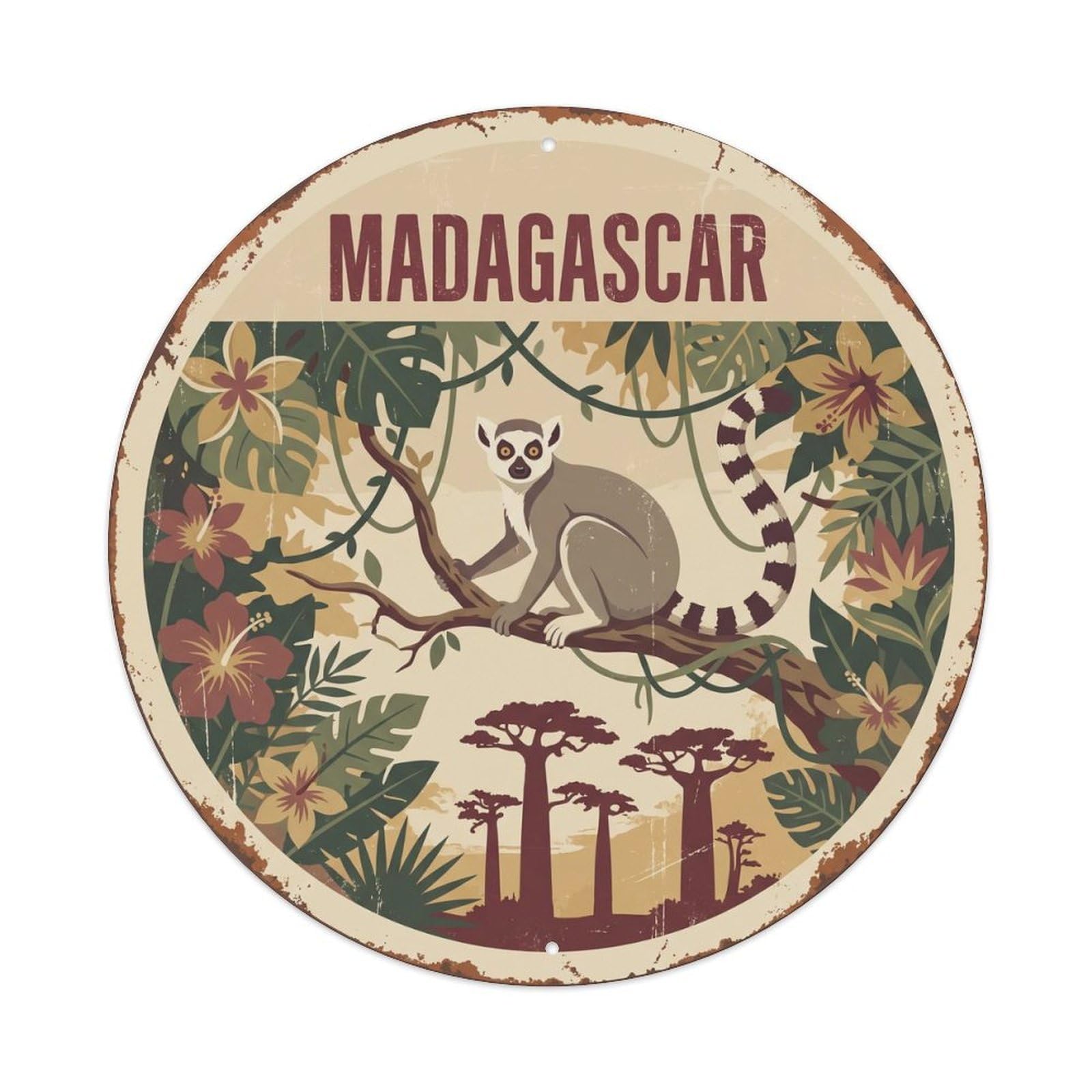 Madagascar Lemur Rainforest Canopy Metal Tin Sign