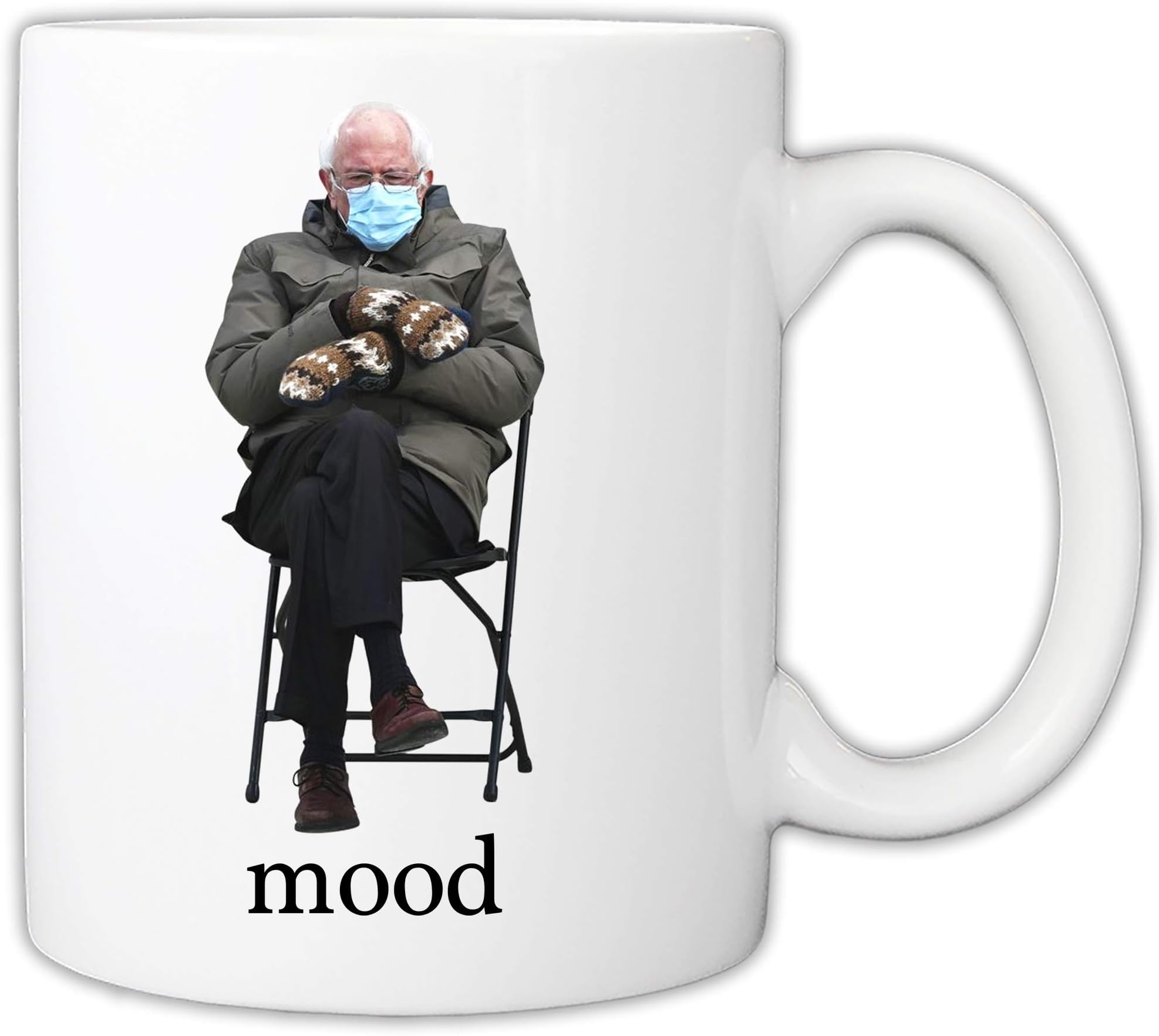 ANGIEHAIE Bernie Mittens Mug - Bernie Chair Mood Meme 11 Ounce Coffee Mug