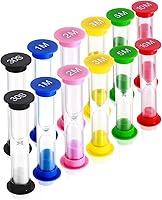 Dsmile Colorful Sand Timers 12-Pack: Plastic Hourglass Set with 30 Sec to 10 Min for Kids Games, Kitchen, Classroom