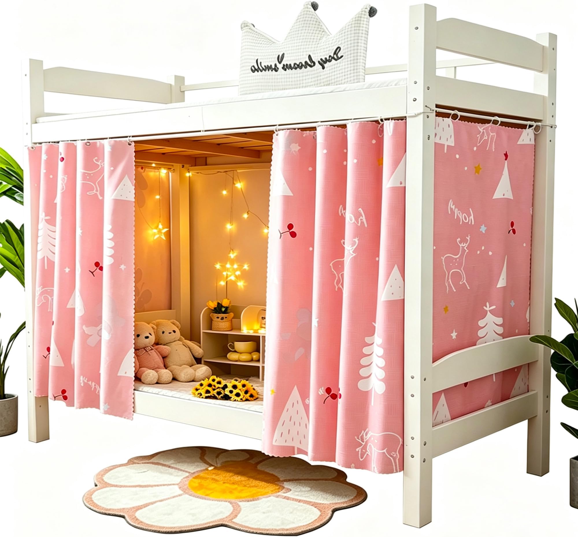 Navhao 2 Panels,Bottom Bunk Bed Curtains Cloth Bed Canopy Students Curtain Shading Nets for Single Bed