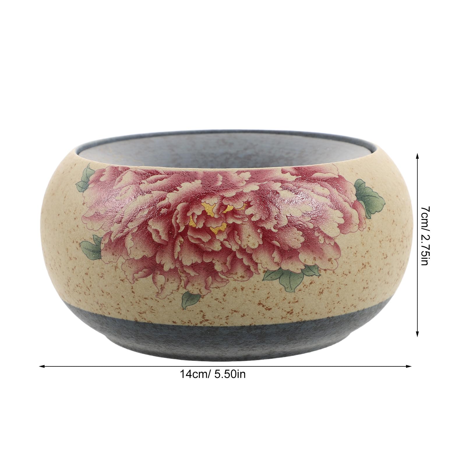Artibetter Posacenere a imbuto in ceramica in stile retrò - Posacenere da tavolo per sigari resistente alle intemperie con motivo floreale orientale - Portacenere rotondo da 14 cm per scrivania e