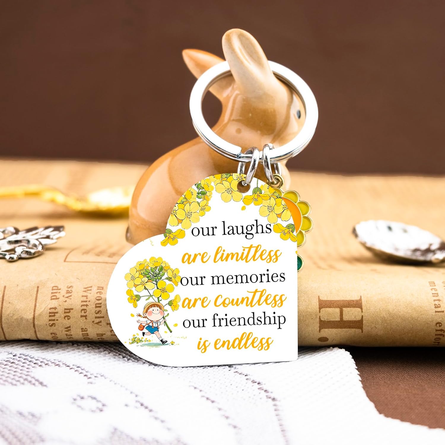 Best Friend Keychain Friendship Gifts for Women Sunflower Keychain Gift for Bestie Bff Soul Sister Birthday Thanksgiving Christmas Gifts for Friends Female Long Distance Gift Ideas Stocking Stuffer - Image 2