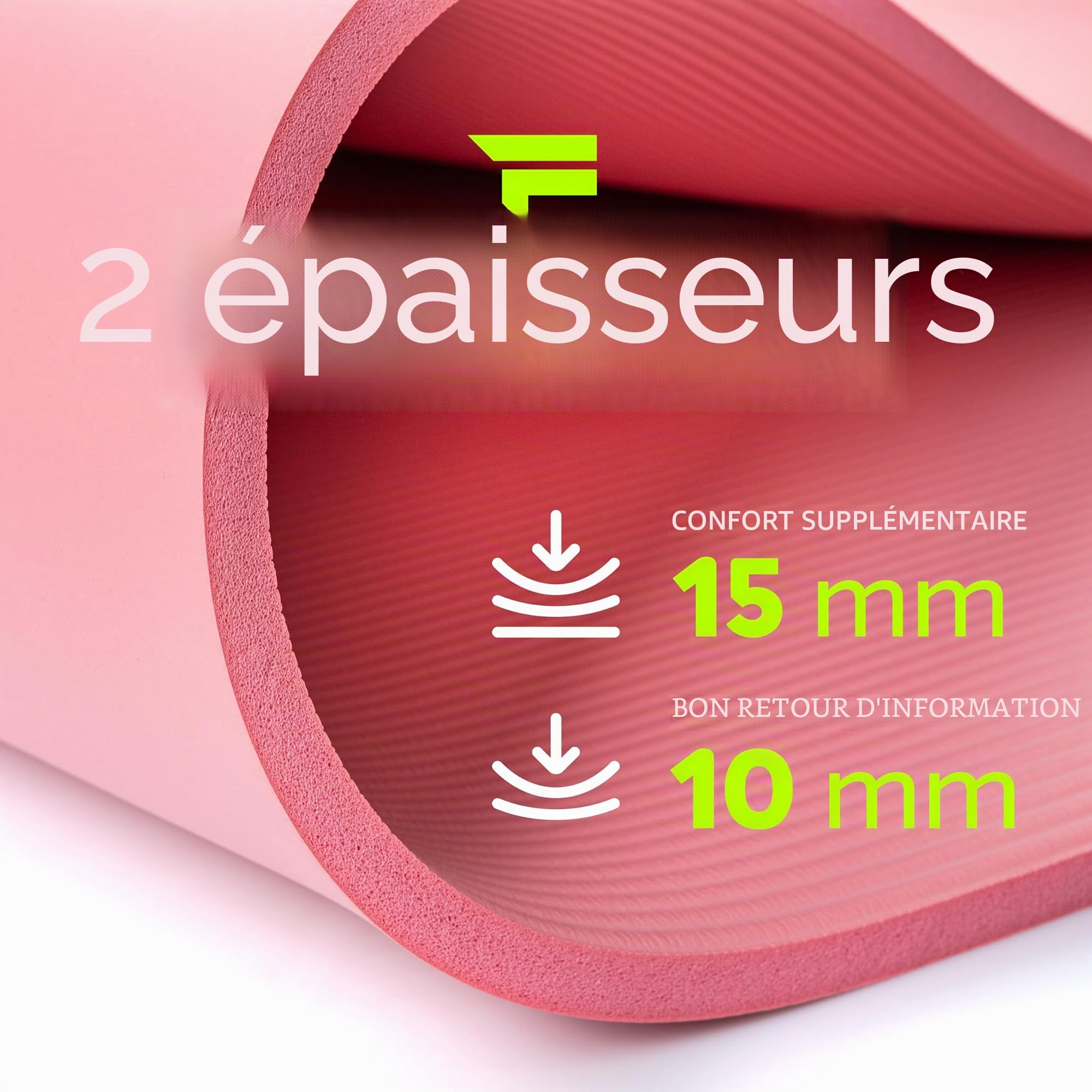 Fizyo Tapis de Yoga pour Yoga Gymnastique et Pilates en mousse NBR antidérapante extra épaisse tapis de fitness pour entraînement et exercice à domicile 190 x 100 x 1,5 cm