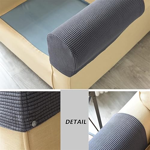 Miniatura 4 de 2 fundas para reposabrazos de sofá, protector antideslizante para sofá, silla reclinable, gris claro