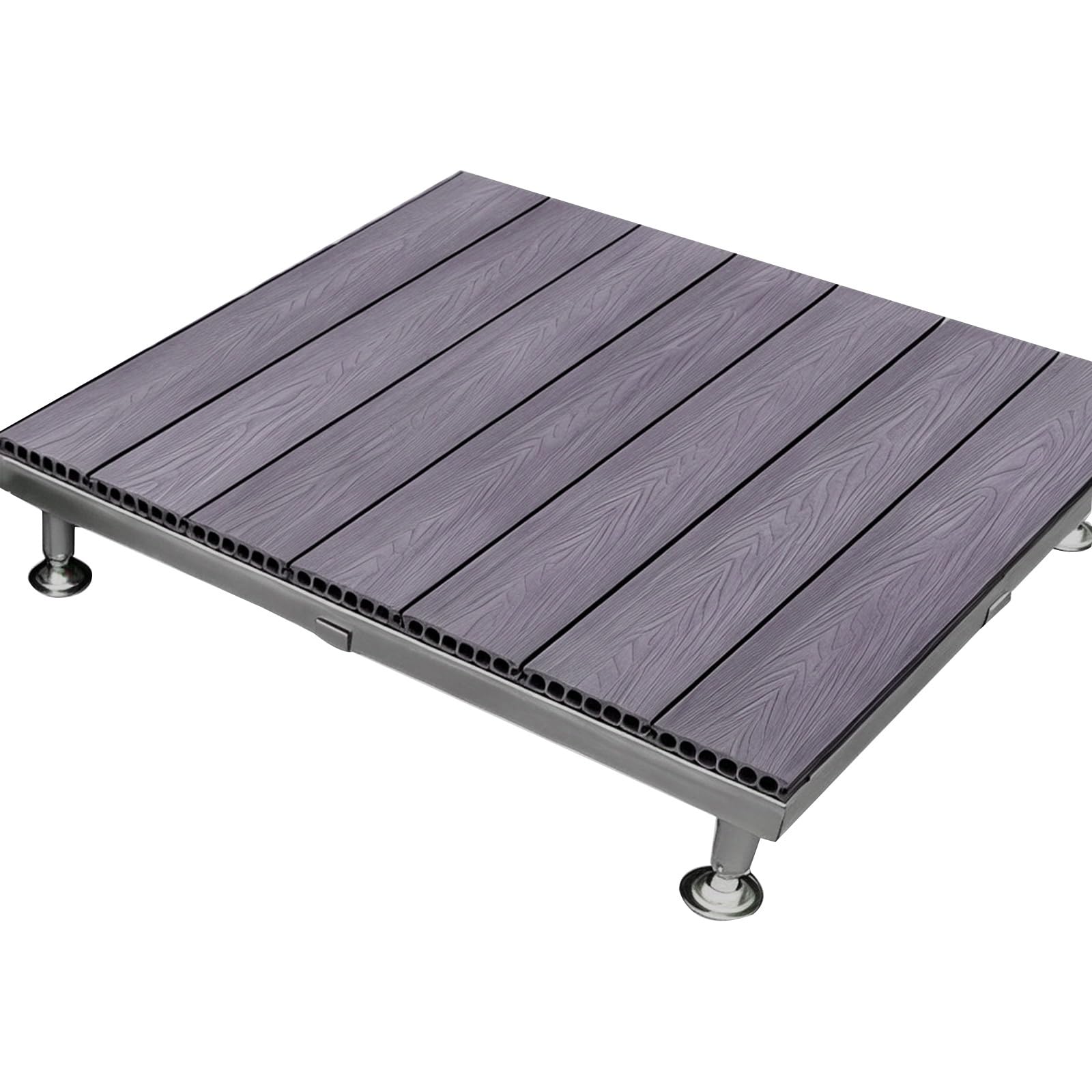 Pływająca platforma tarasowa na patio, blokujące kwadraty | Wodoodporny na każdą pogodę, z regulowanymi metalowymi nóżkami, 84 x 84 x 20 cm, na kemping na patio (kolor fioletowego