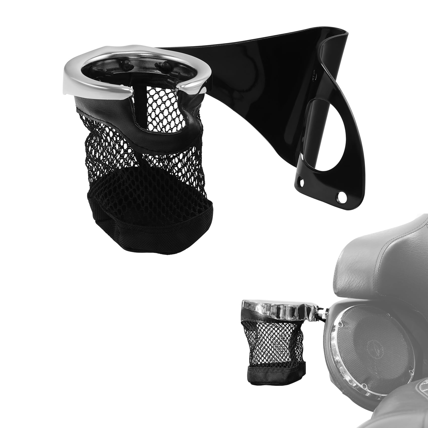 XFMT Rear Drink Cup Holder Passenger For Harley Touring Electra Road Glide Ultra Classic 2014-2024