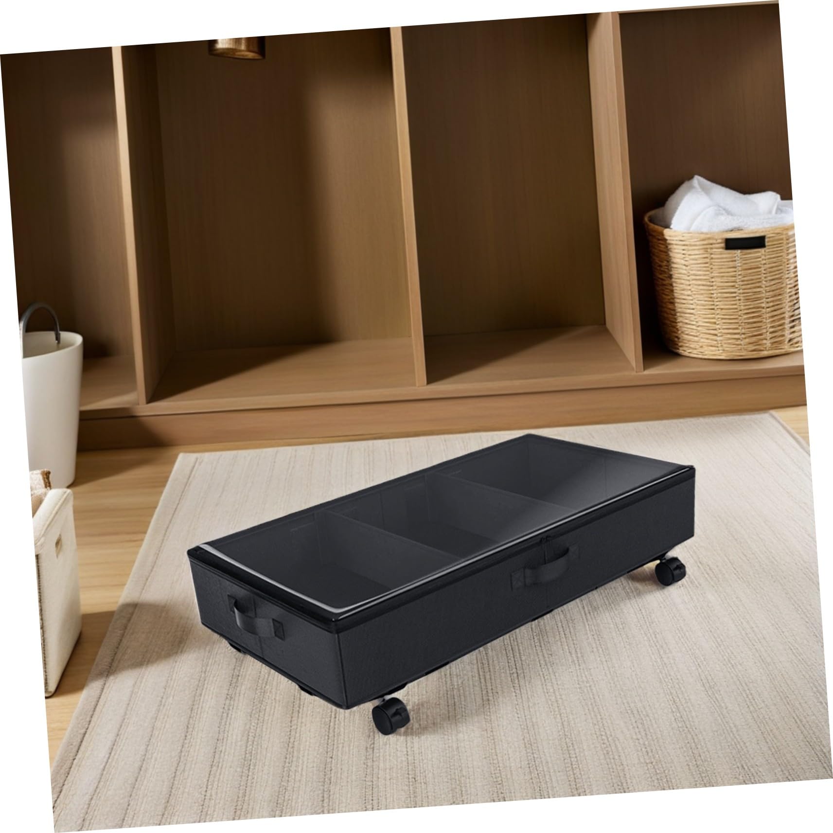 Unterbett Organizer mit Rollen, 3-fächer, Oxford und Abs Schwarz