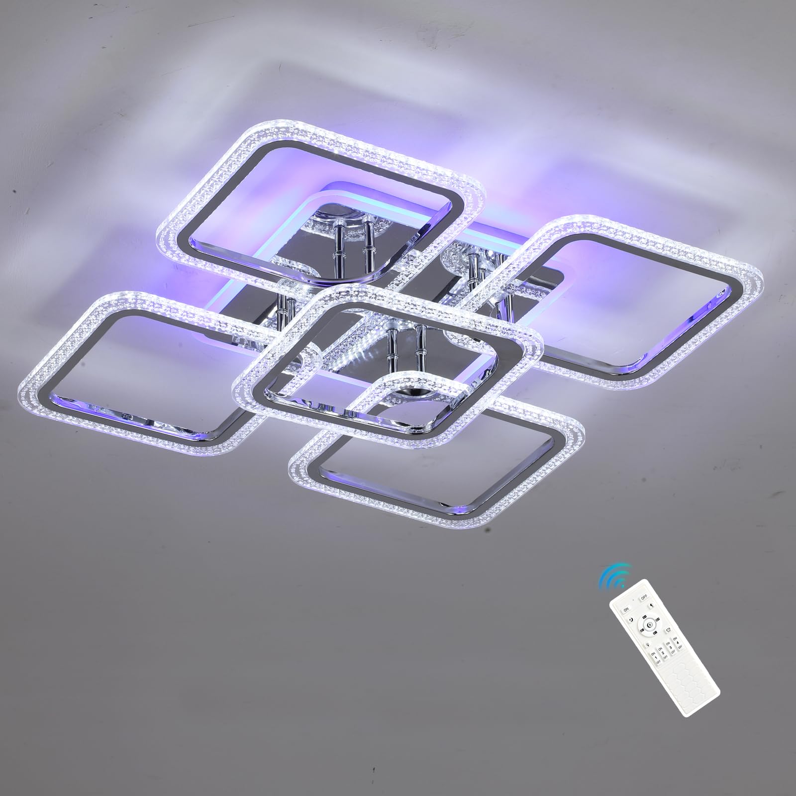 LuFun plafon led techo regulable,80W cuadrado lamparas de techo interior,lampara dormitorio techo modernos,luz led lampara techo infantil,plafon techo para comedor,salon,pasillo,cocina,3000k-6000k