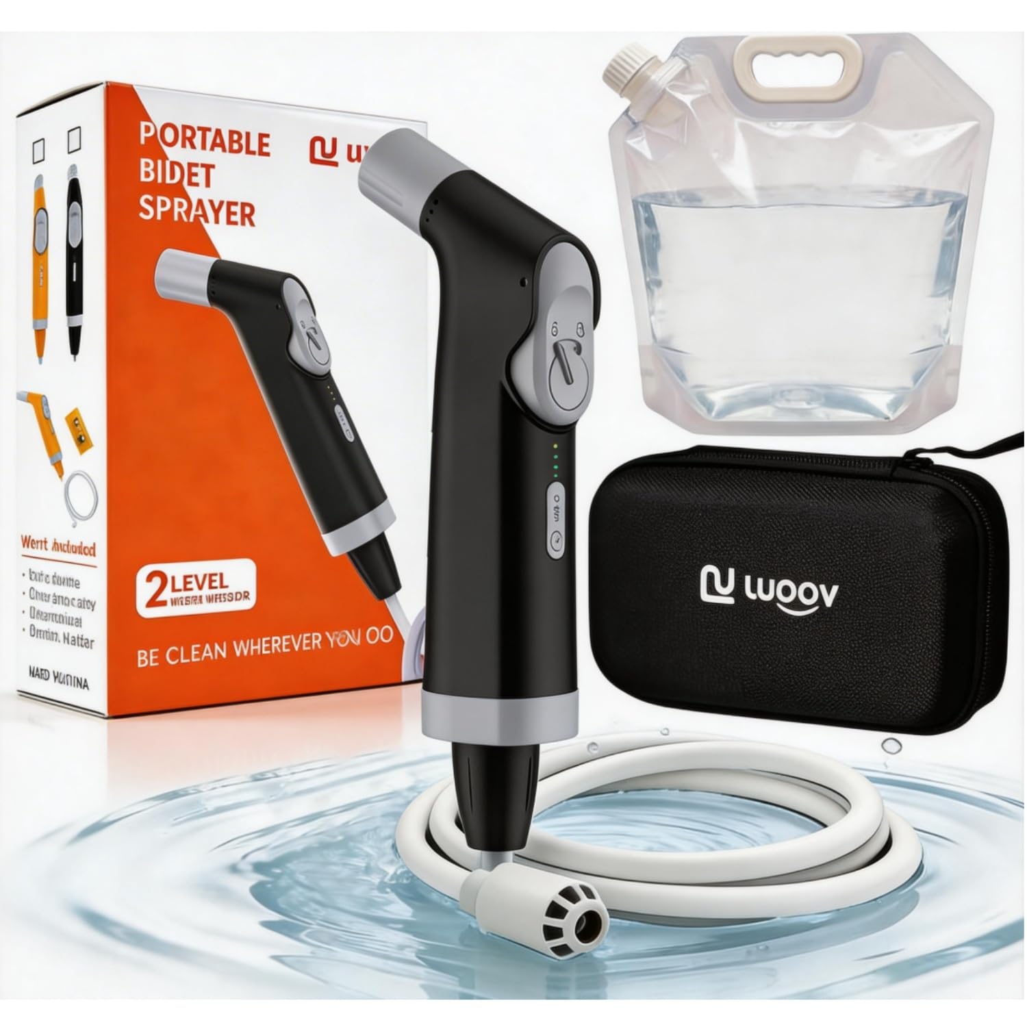 Bidet tragbar, po dusche elektrisch, wiederaufladbare Reise Bidet für Toilette, Camping, Wandern, ältere Pflege, Mutterhygiene (Black)