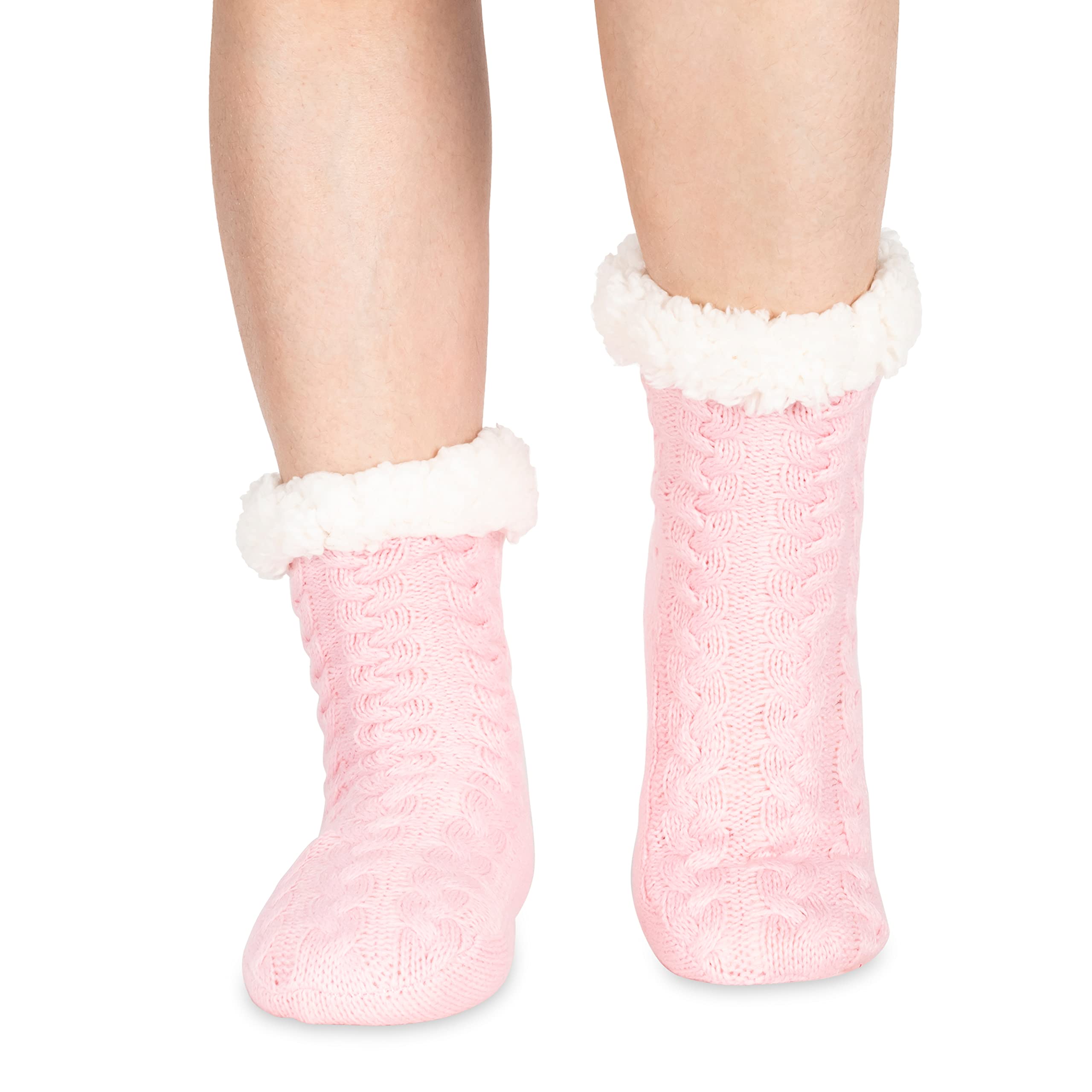 Polar Womens Slipper Socks - Soft Fleece Lined Socks With Sole Grips - Gift Packaging - Snuggly Present For Her - Insulated Warm Fluffy Bed Socks With Sherpa Lining - Thick Thermal Indoor House Socks