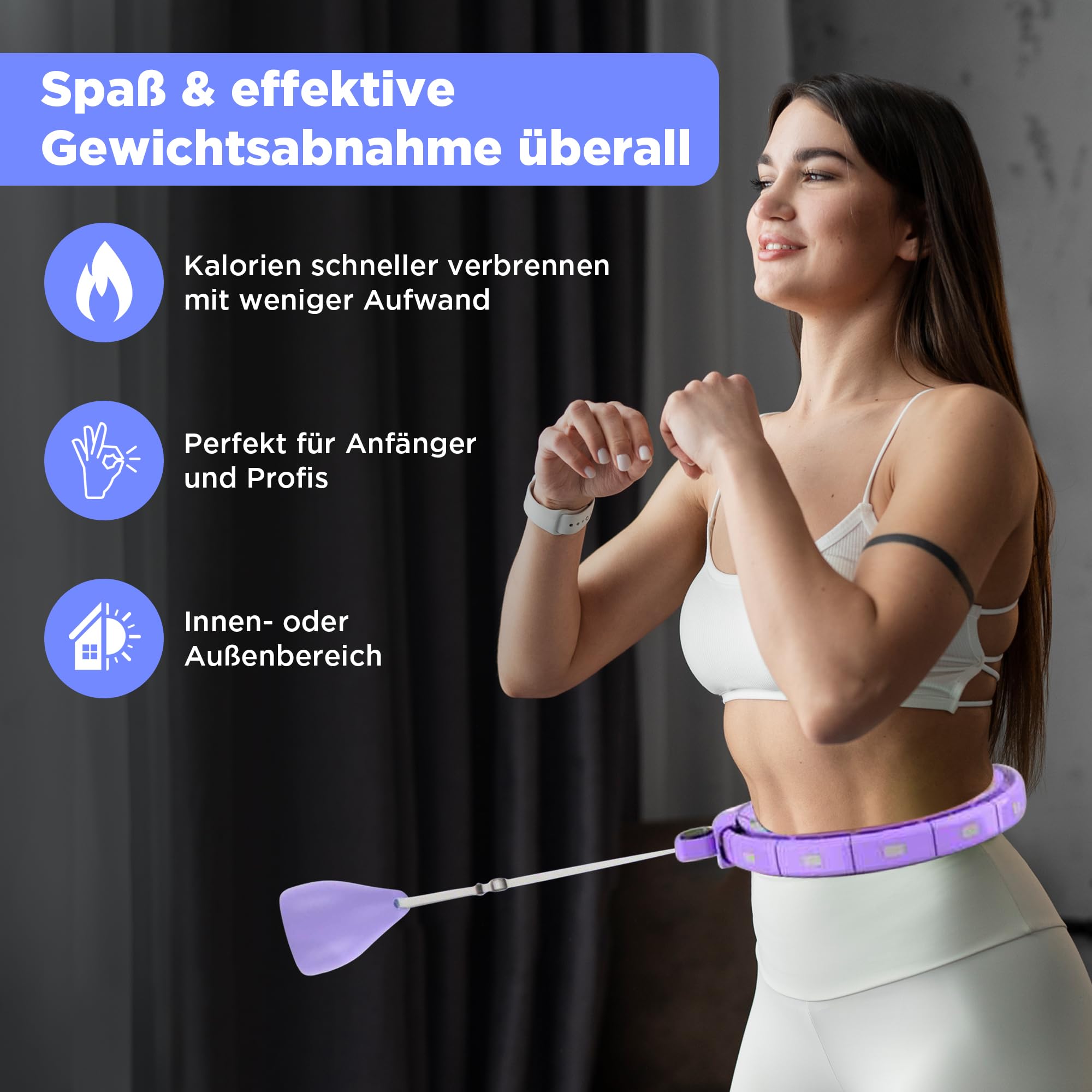 Smart Fitness Hula Hoop Reifen für die Gewichtsabnahme bei erwachsen - Ideal für Anfänger Hula Hoopers. Hula Hoop mit Gewicht Kugel