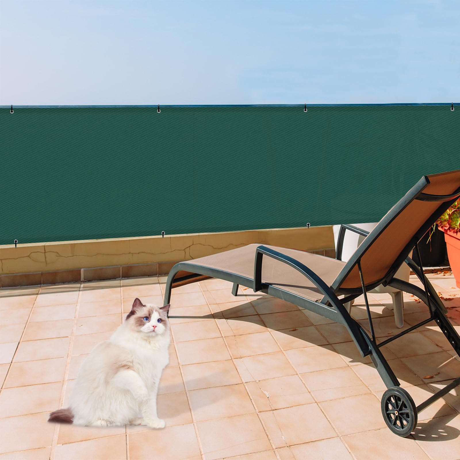 LOVE STORY Balcony Privacy Screen 100x600cm - Waterproof Balcony Railing Cover(PES),Dividing And Protective Screens For Balconies,UV Protection For Apartment Railings,Outdoor Garden,Cream