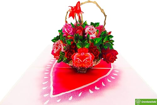 Miniatura 2 de Arreglo de rosas con jarrón, tarjeta desplegable, tarjetas de felicitación emergentes 3D, para cumpleaños, día de San Valentín, día de la madre,