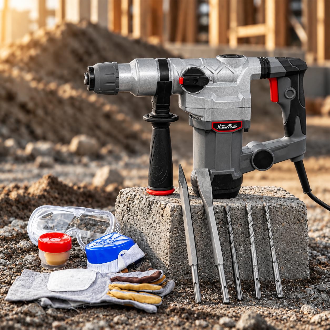 XtremepowerUS 1200W Rotary Hammer - Demolish & Drill! -2