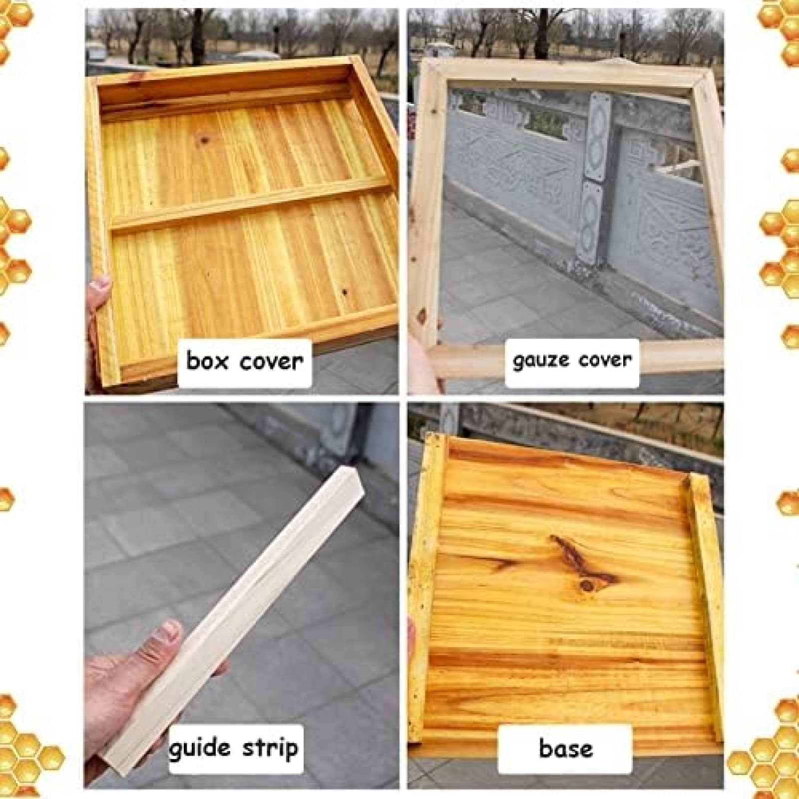 Kit completo, recubierto de cera de abeja con marcos y hoja de base, colmena de 3 capas para una apicultura eficaz