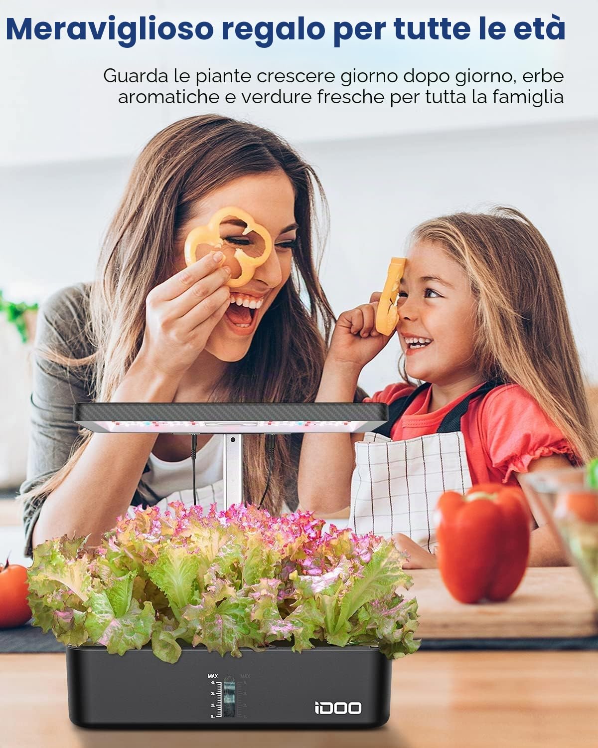 iDOO 12 baccelli Smart Garden, Giardino Intelligente con Timer Automatico LED Lampada da Coltivazione, Altezza Regolabile, Grow Box Kit Completo,Serra da Giardino,Serra Idroponica,Regali di Natale